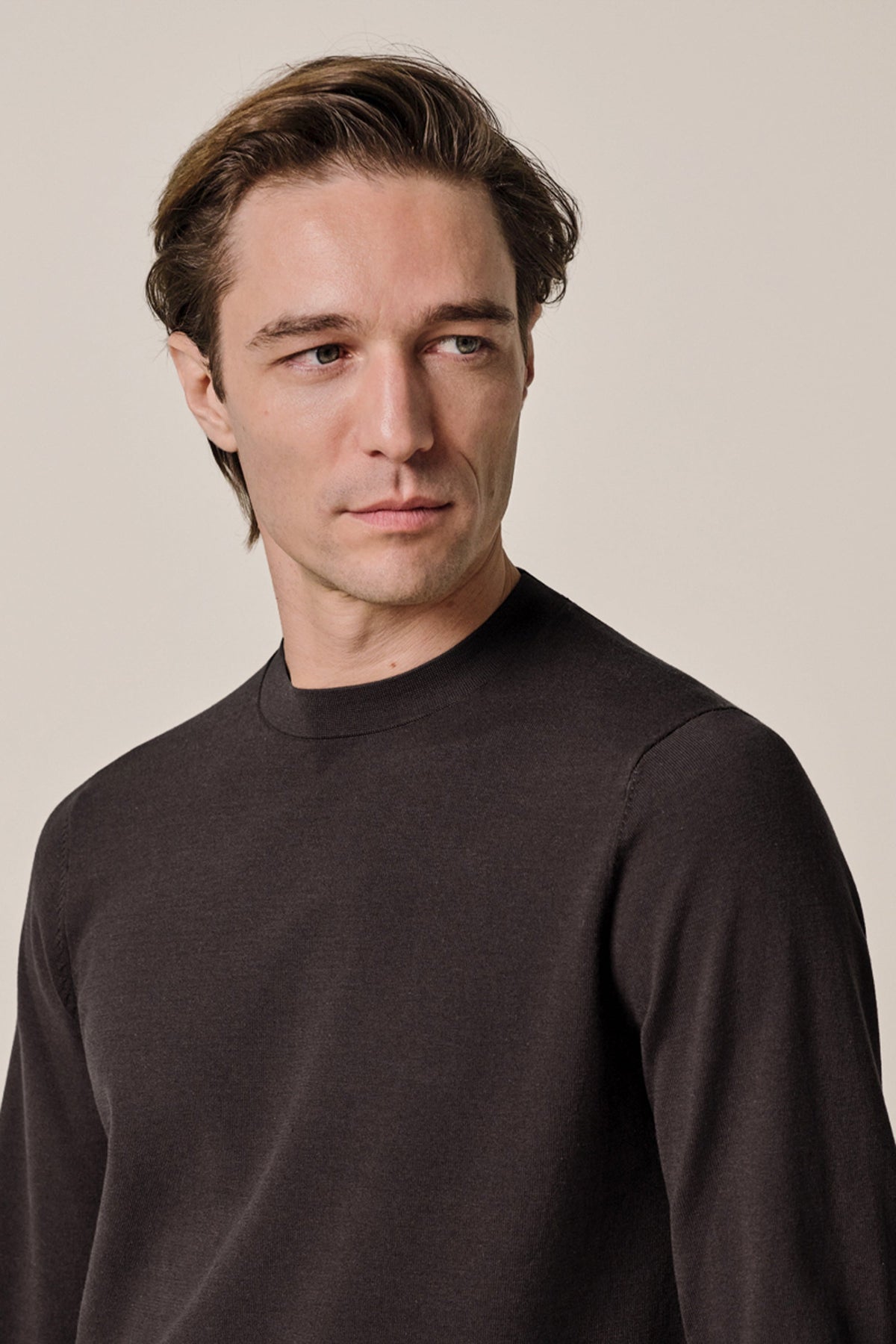 Donkerbruine Luxury Basic crewneck