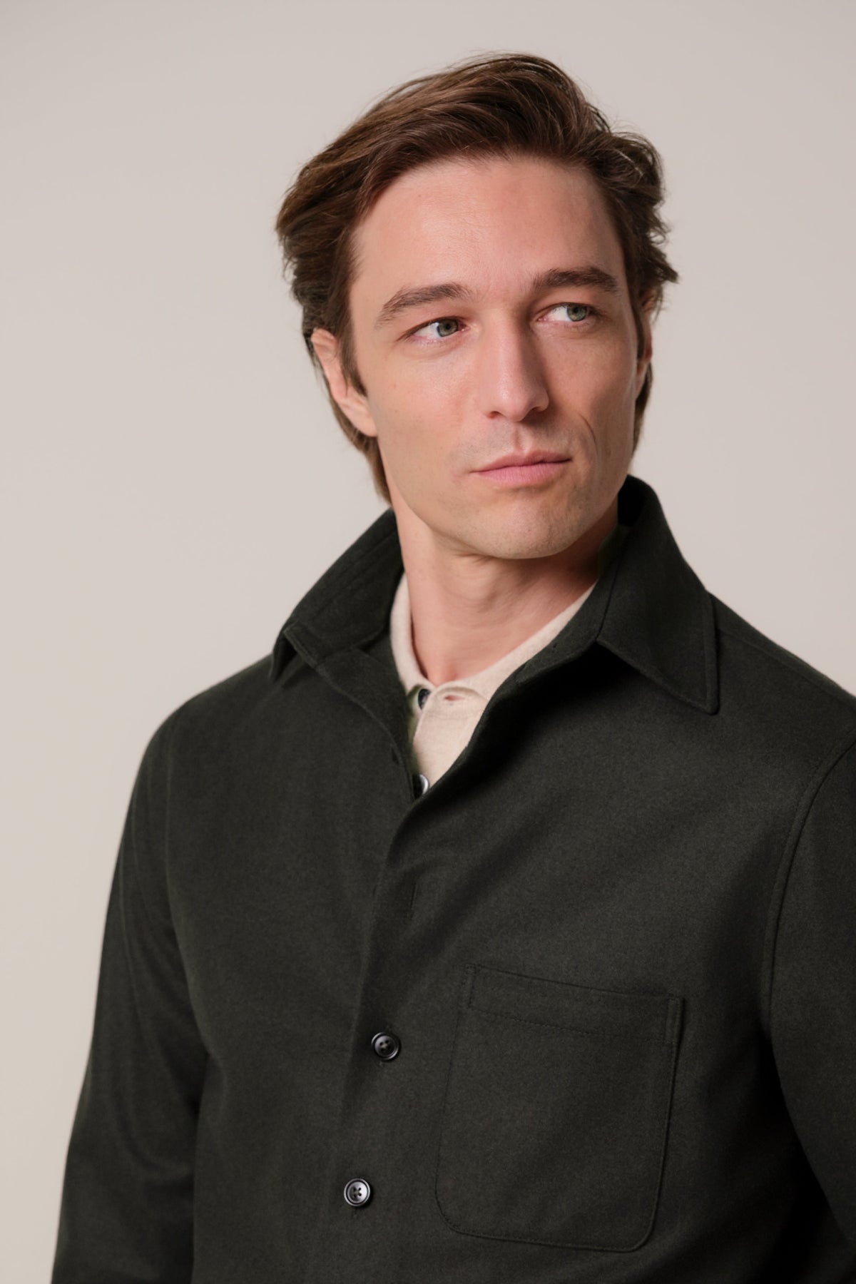 Bruin melton wollen overshirt