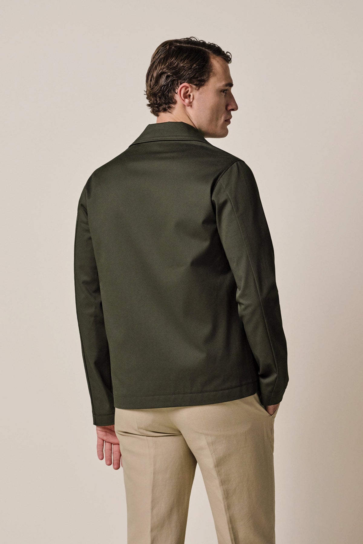 Donkergroen katoenen twill overshirt