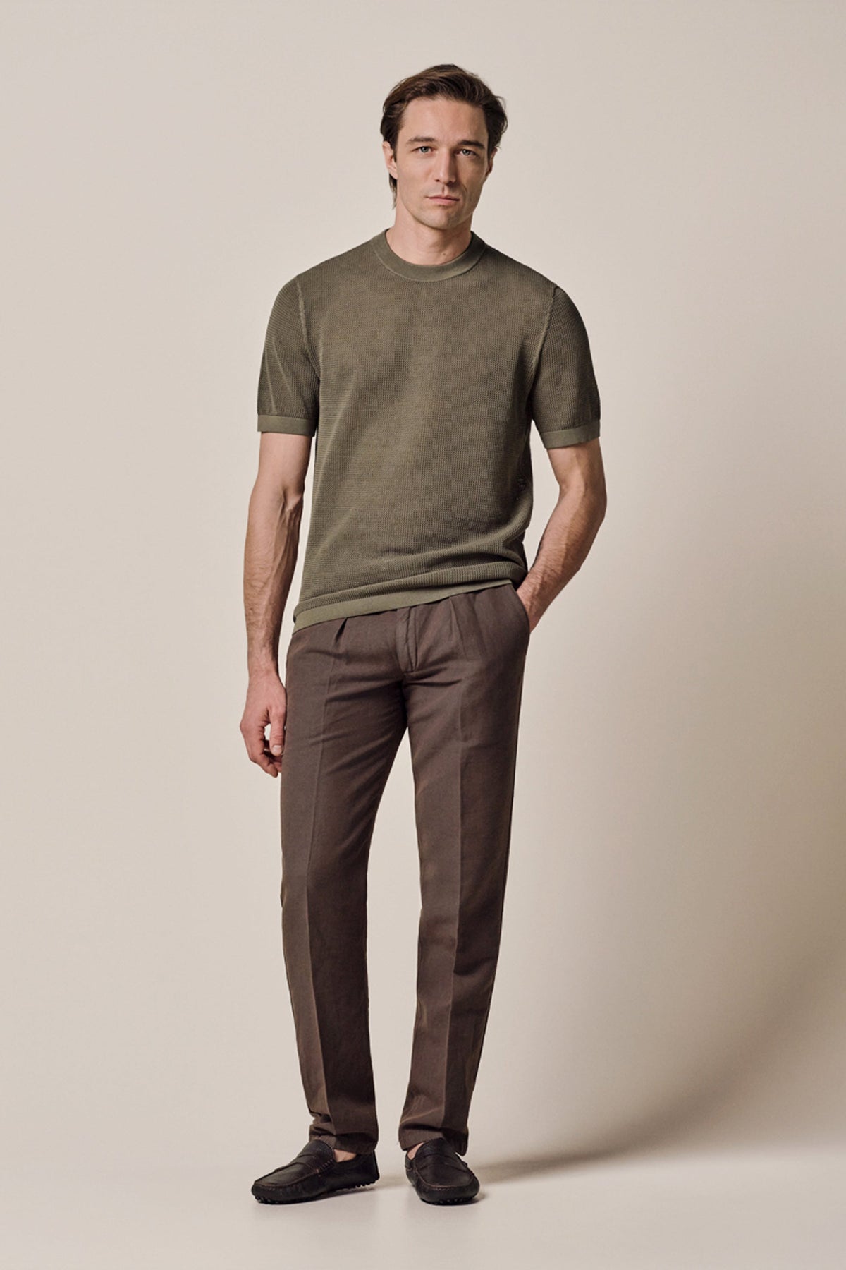 Lichtbruin structured Aero Ease T-shirt