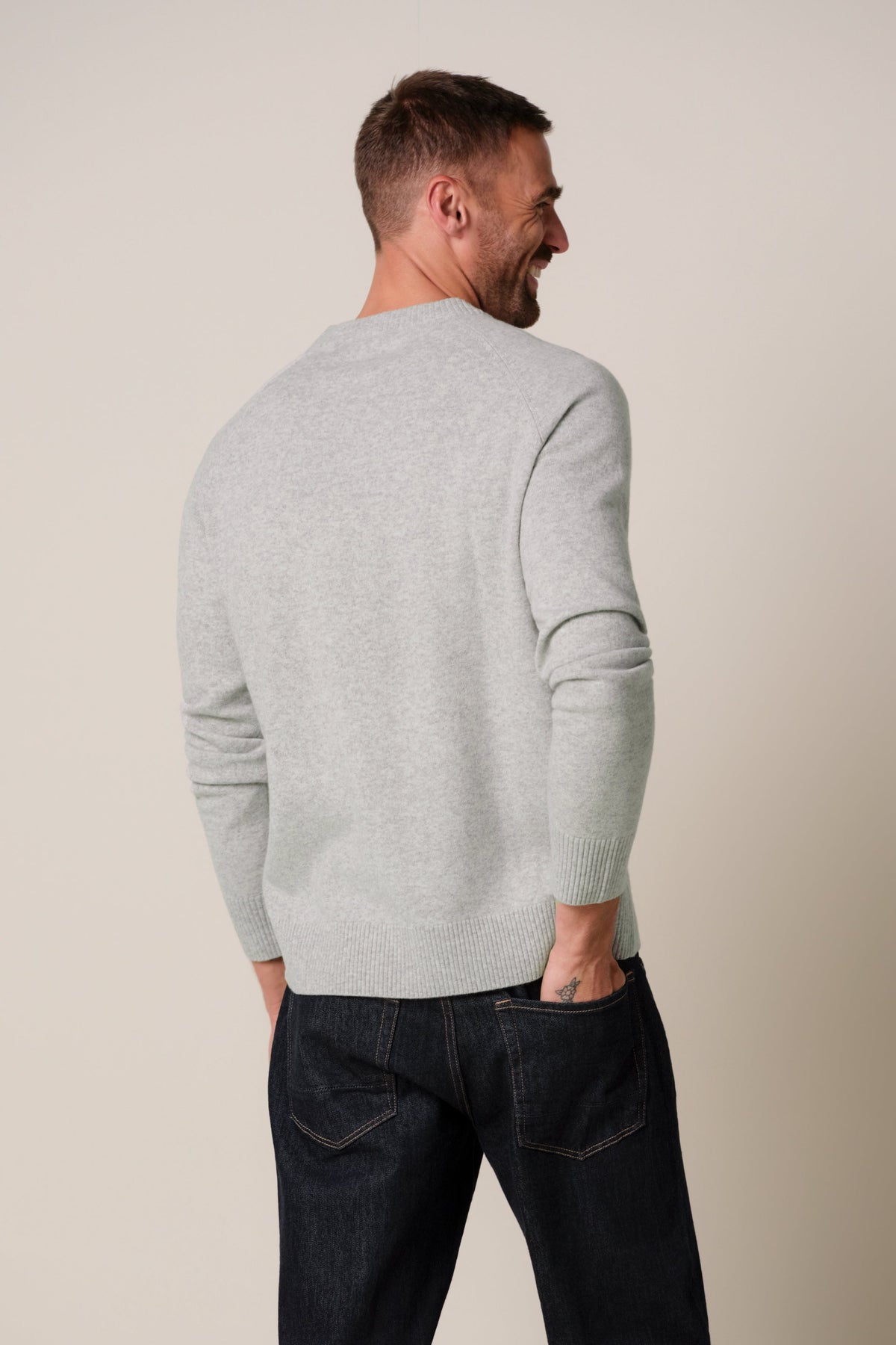 Grijze soft wollen crewneck