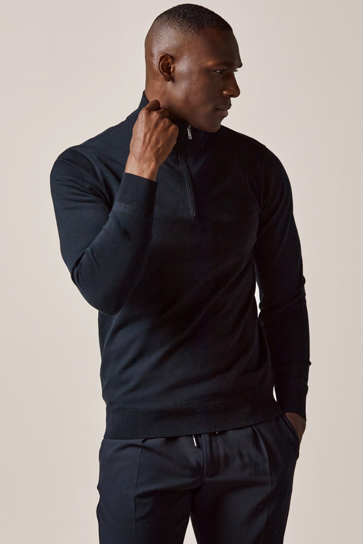 Navy Luxury Basic half zip