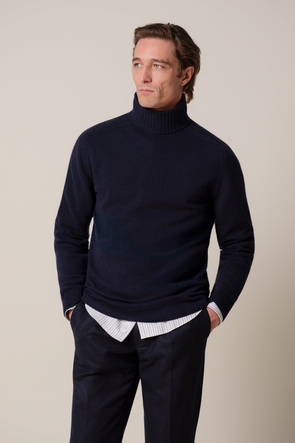 Navy wollen kasjmier coltrui