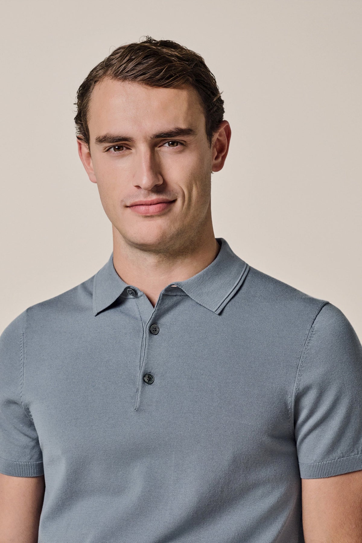 Grijsblauwe Luxury Basic polo