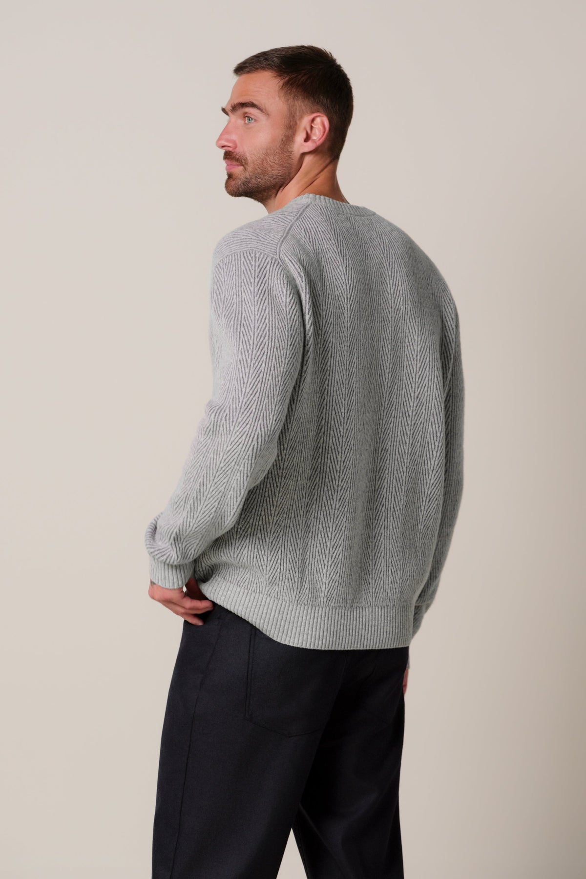 Grijze heavy wollen crewneck
