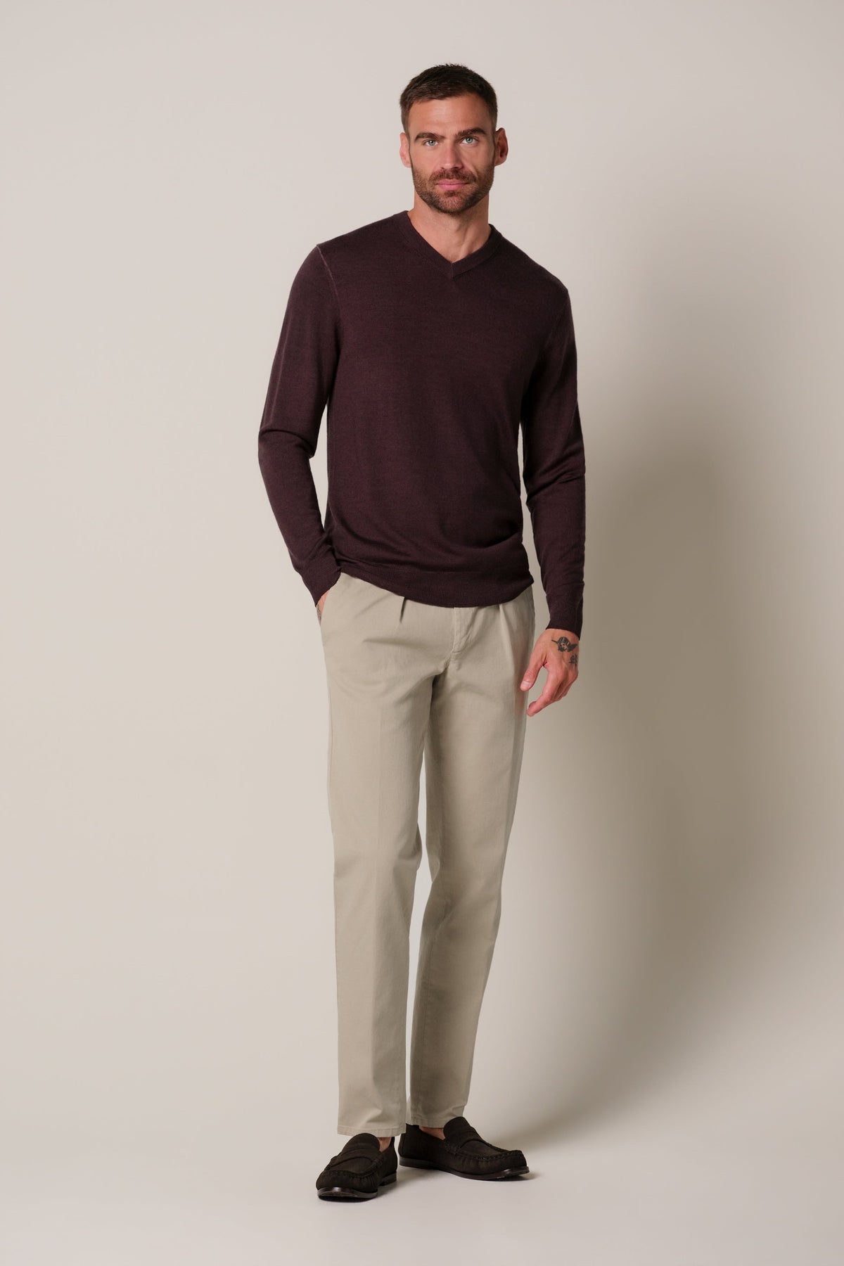 Lichtbeige stretch twill chino