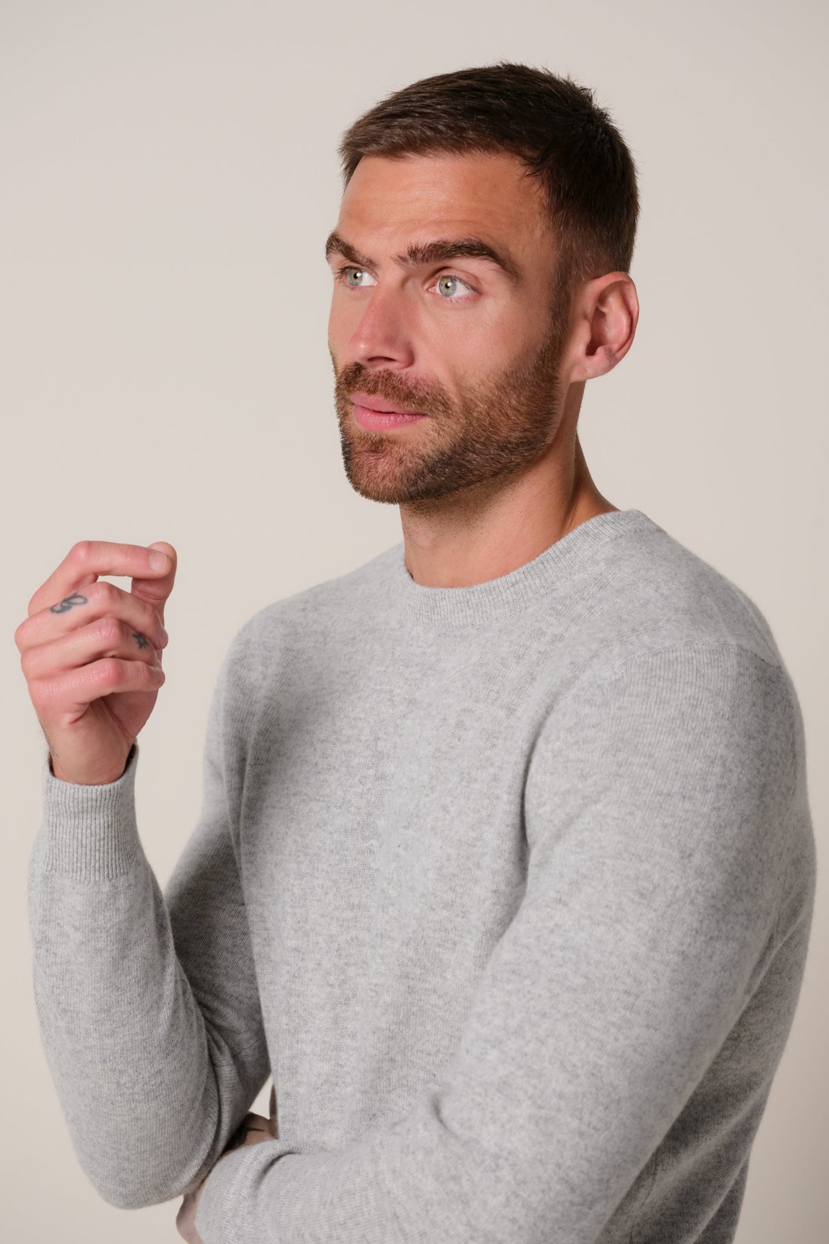 Grijze cashmere crewneck