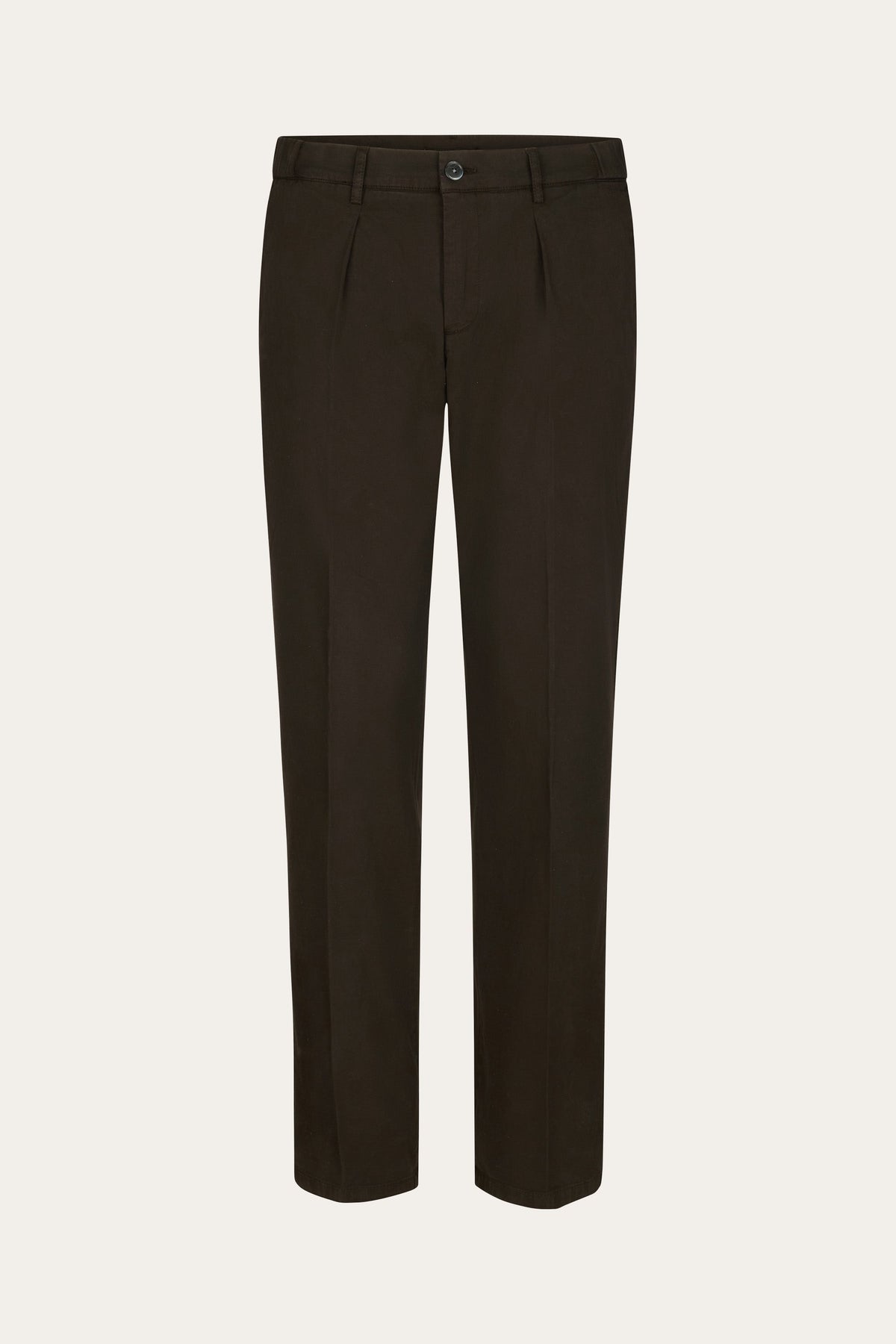 Donkerbruine katoenen stretch chino