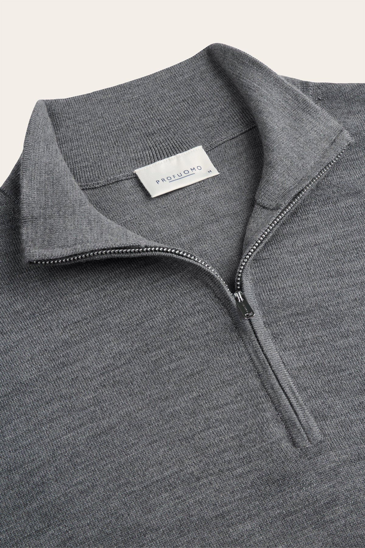 Donkergrijze merino half zip