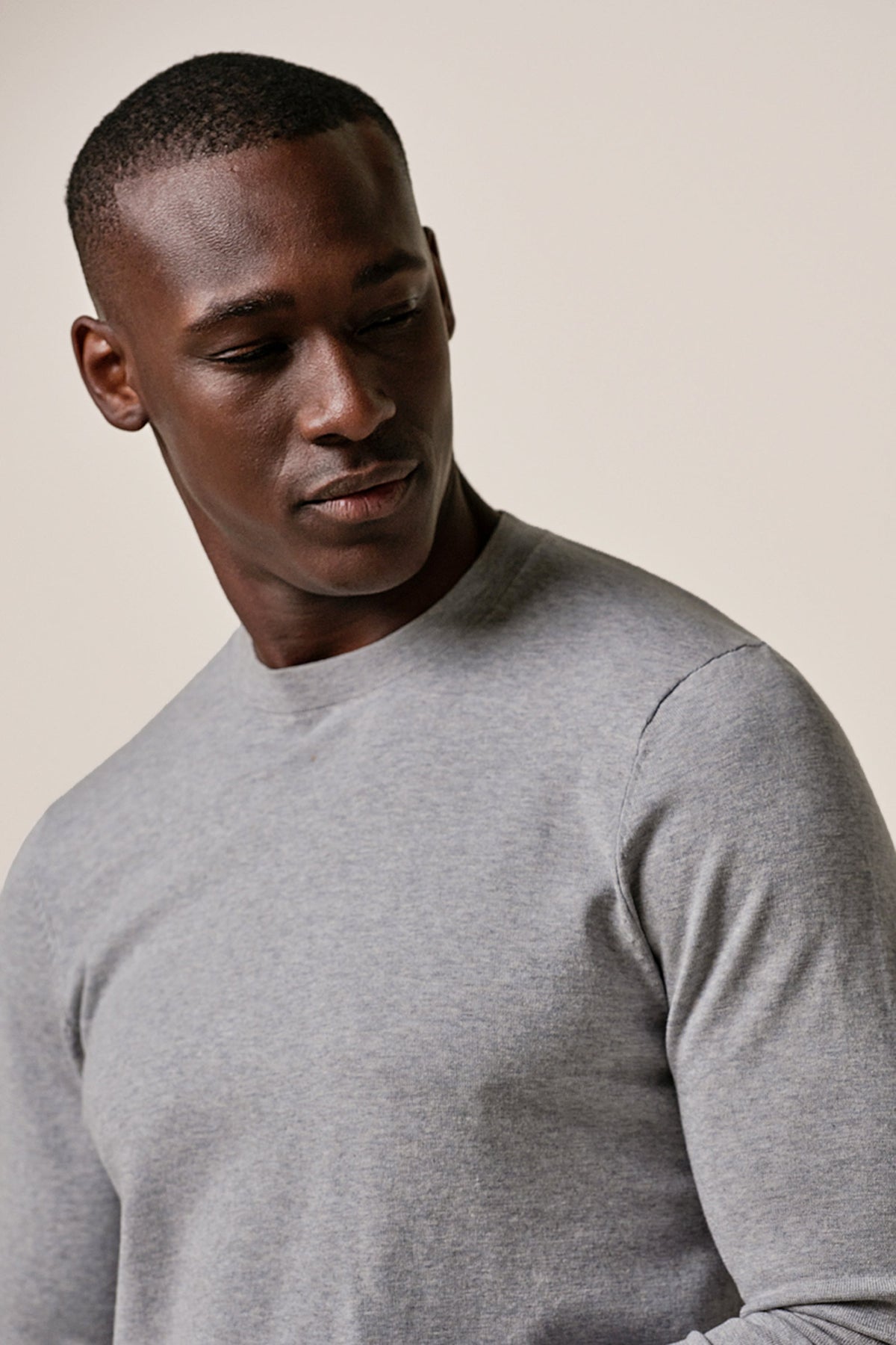 Grijze Luxury Basic crewneck