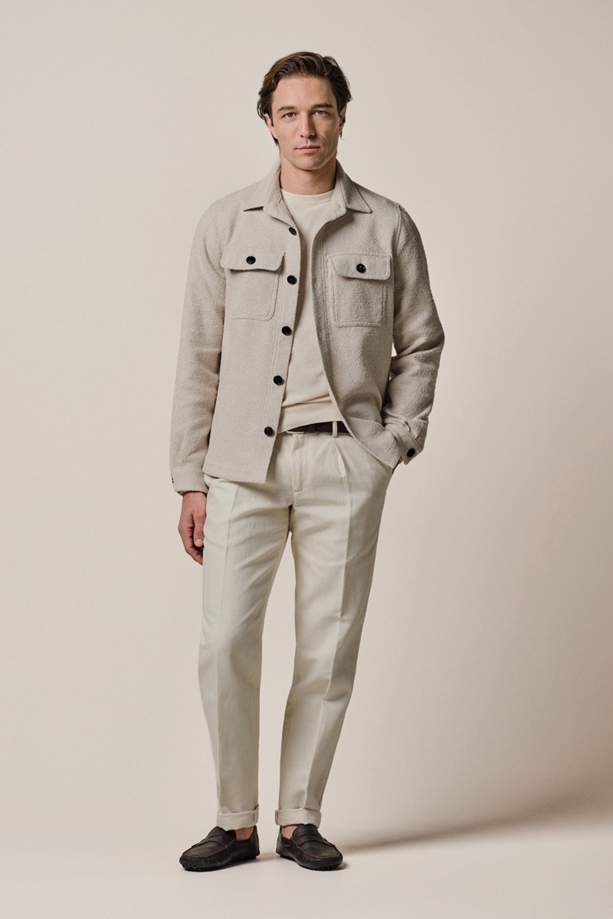 Zand Boucle overshirt