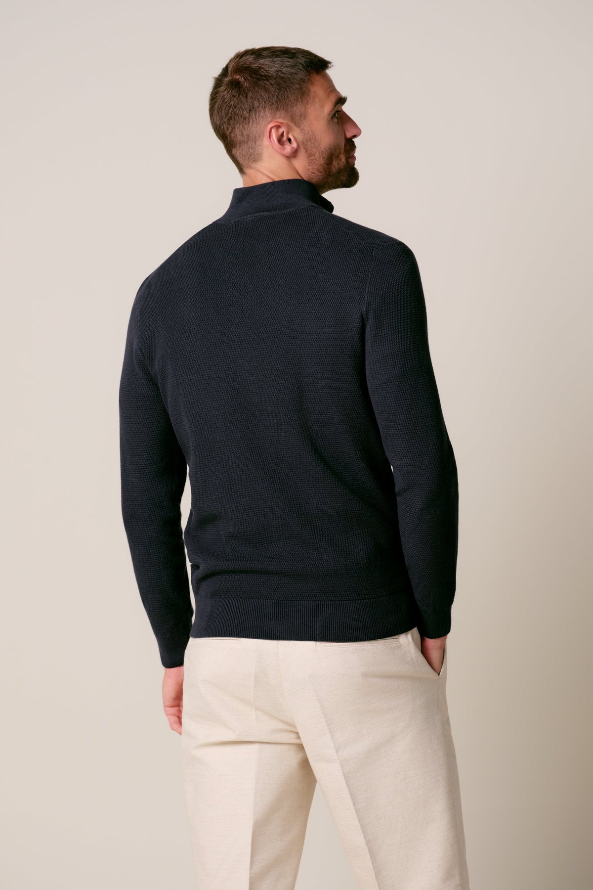 Navy structuur half zip