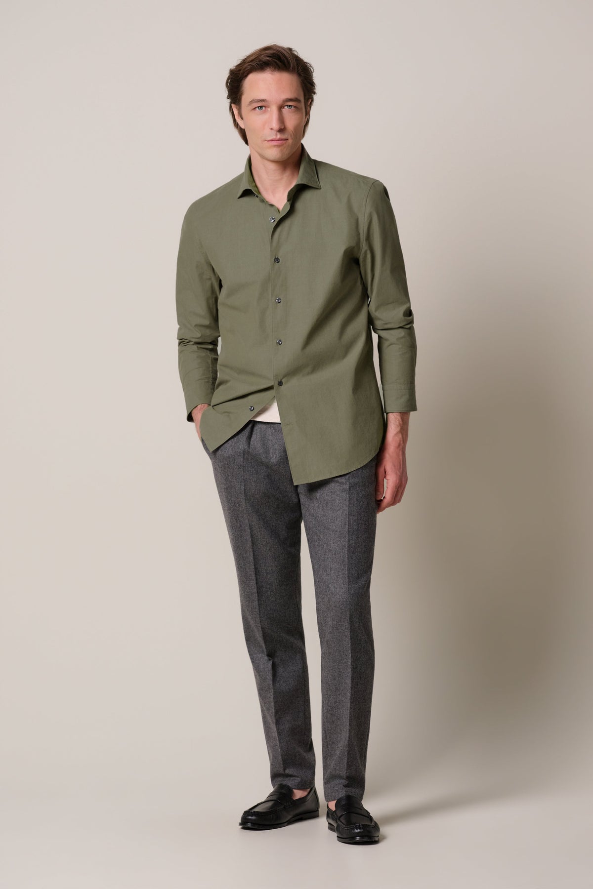 Groen soft casual overhemd