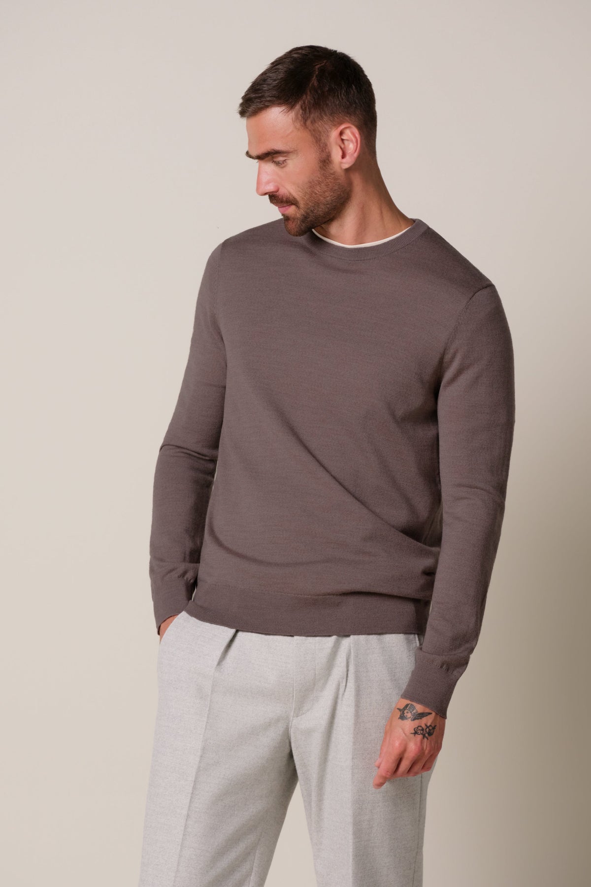 Aubergine merino crewneck
