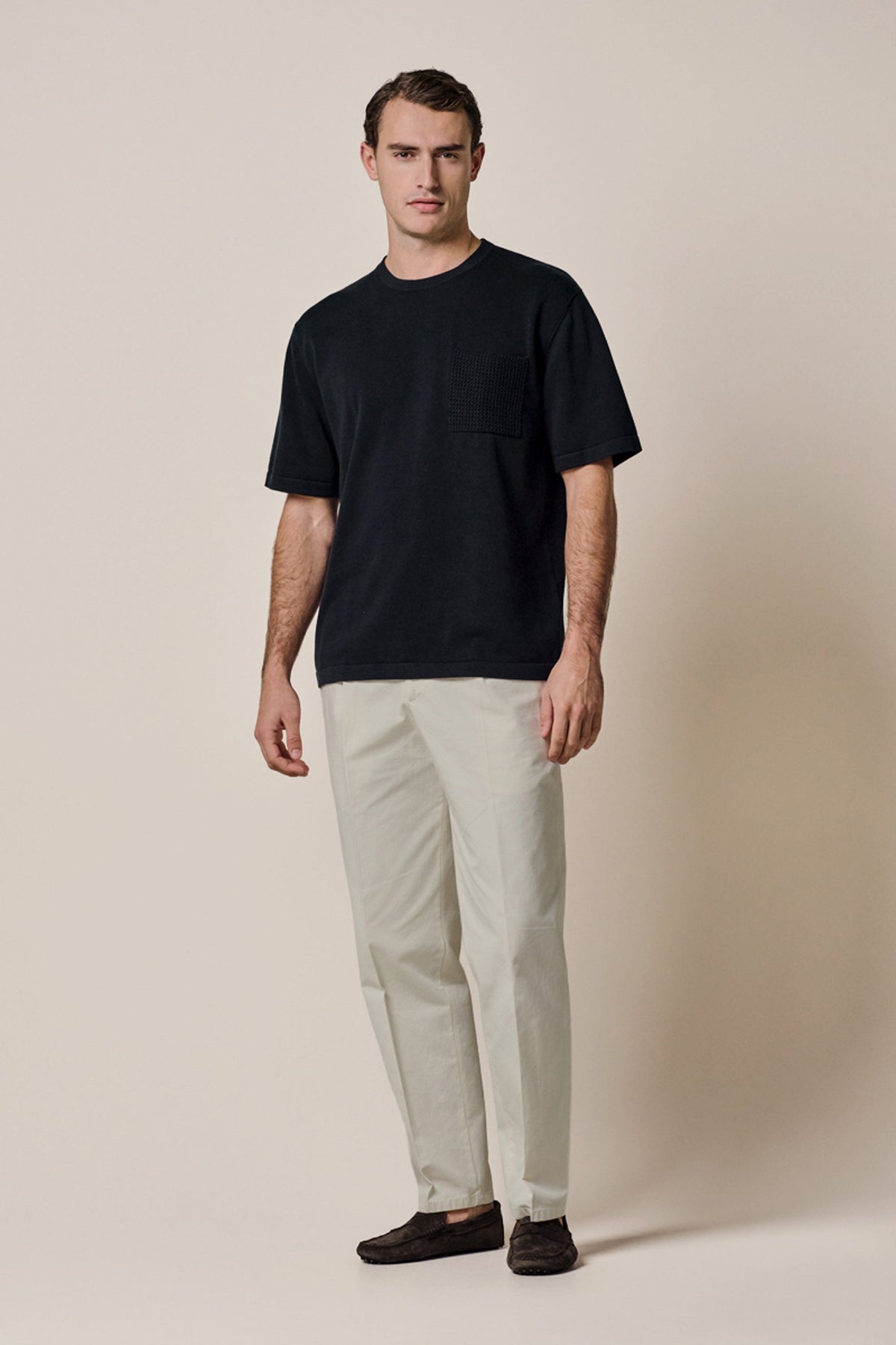 Navy katoenen t-shirt met borstzak
