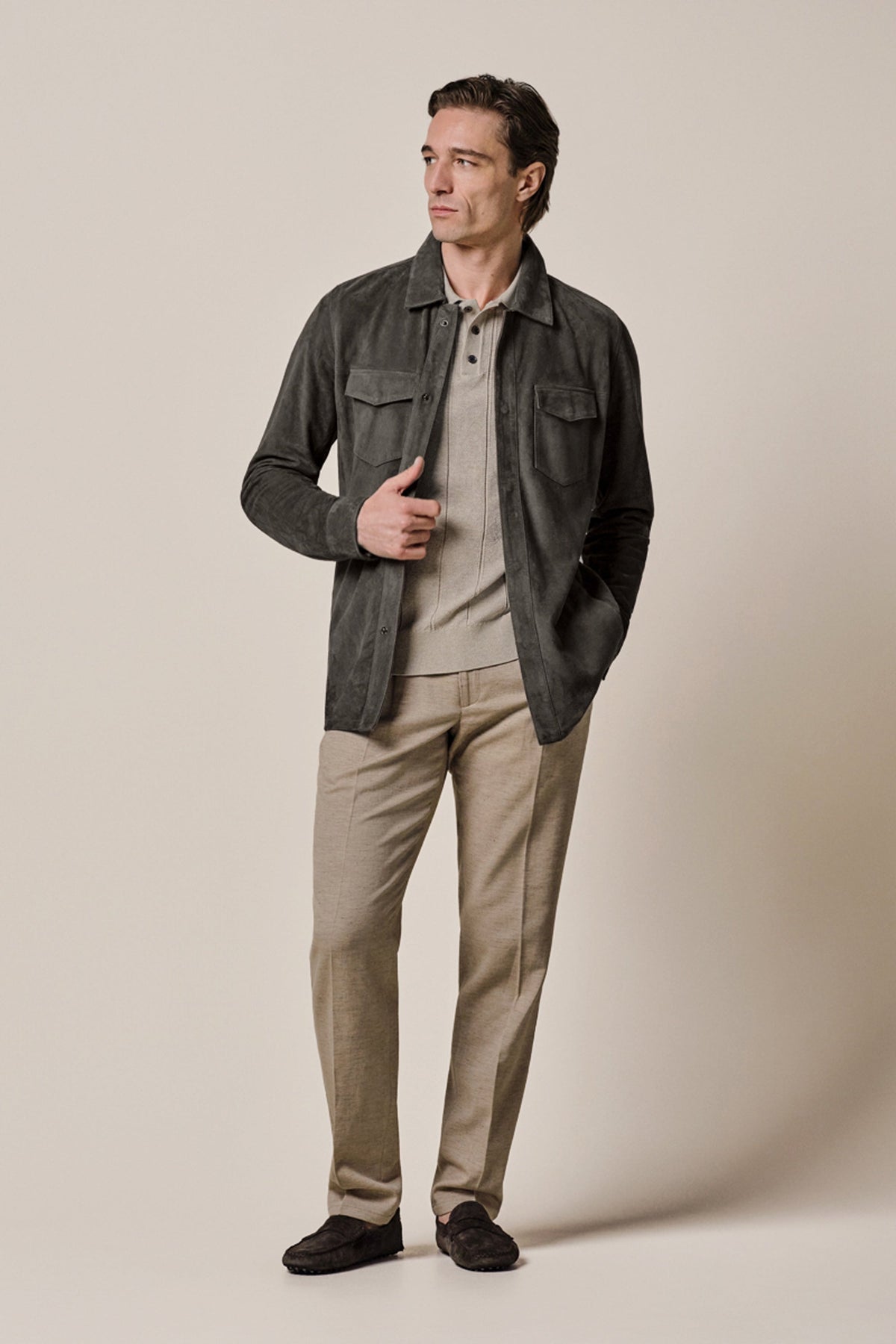Taupe suede overshirt