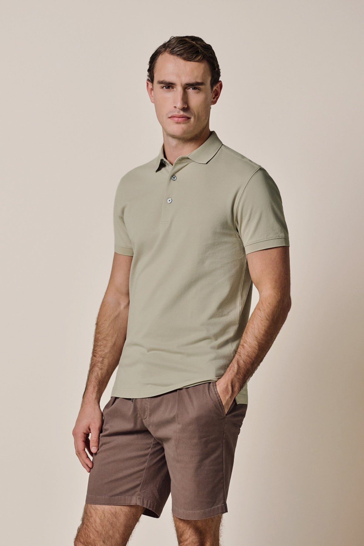 Lichtgroene stretch piqué polo