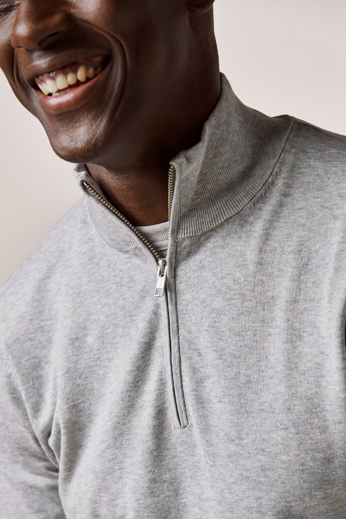 Grijze Luxury Basic half zip