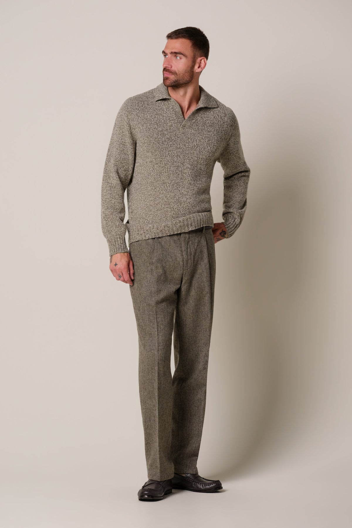 Bruine wollen broek