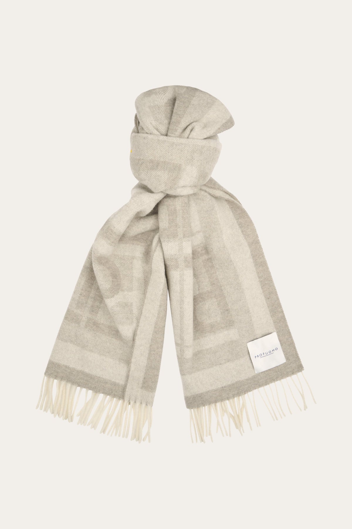 Beige wollen jacquard sjaal