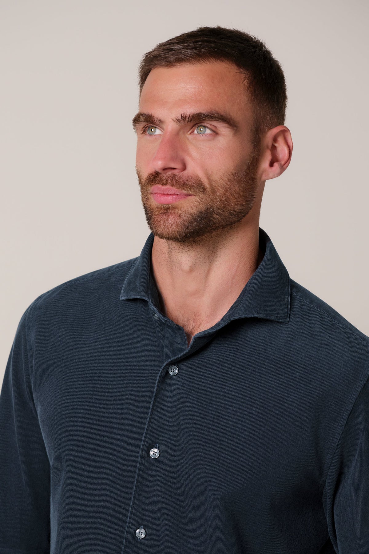 Navy corduroy overhemd