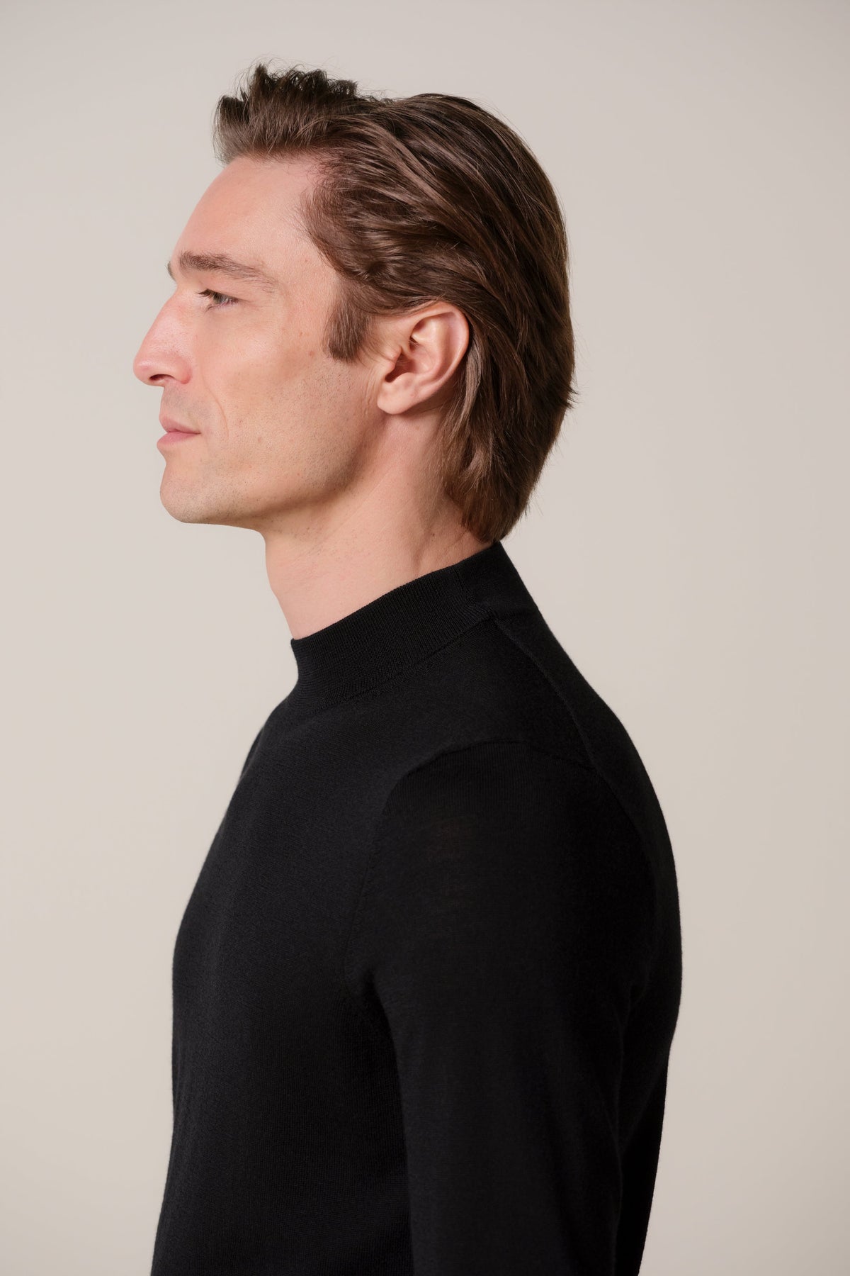 Zwarte merino mockneck