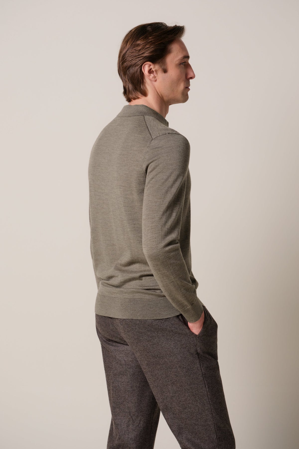 Bruine merino polo