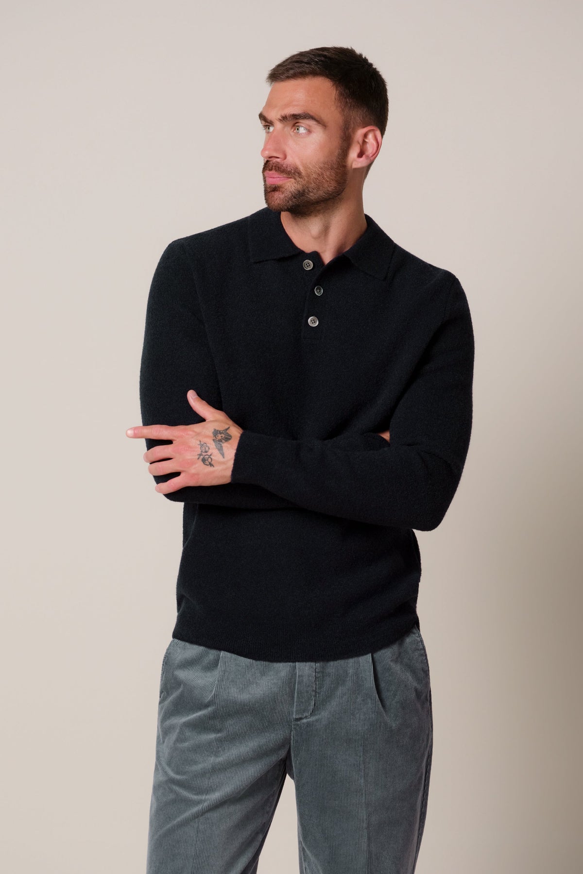Navy boiled wollen polo