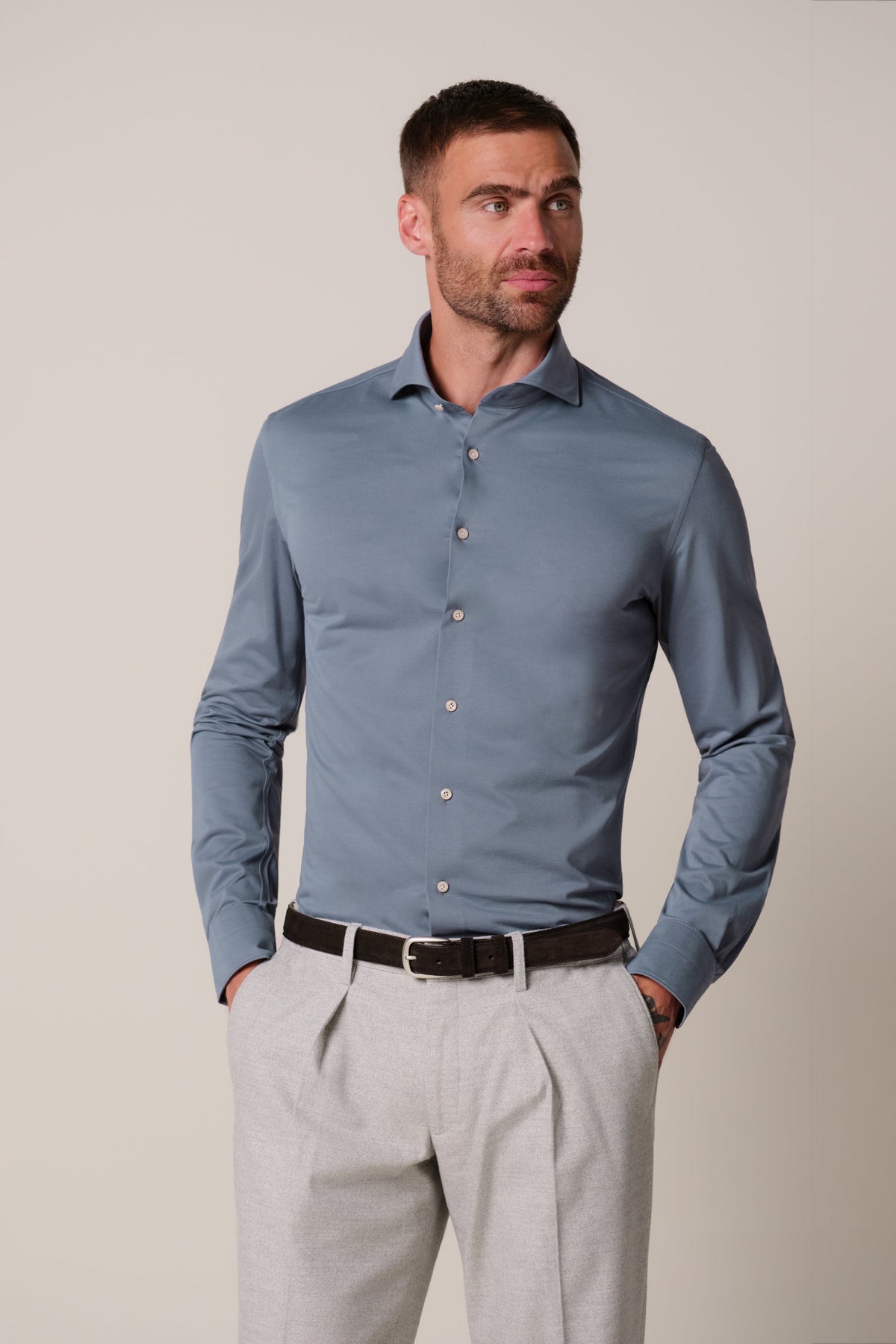Indigo Japanese knitted overhemd