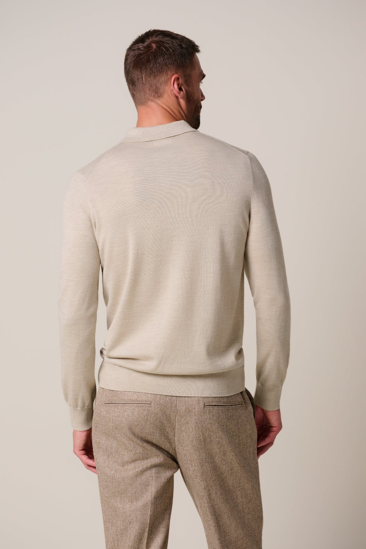 Beige merino polo