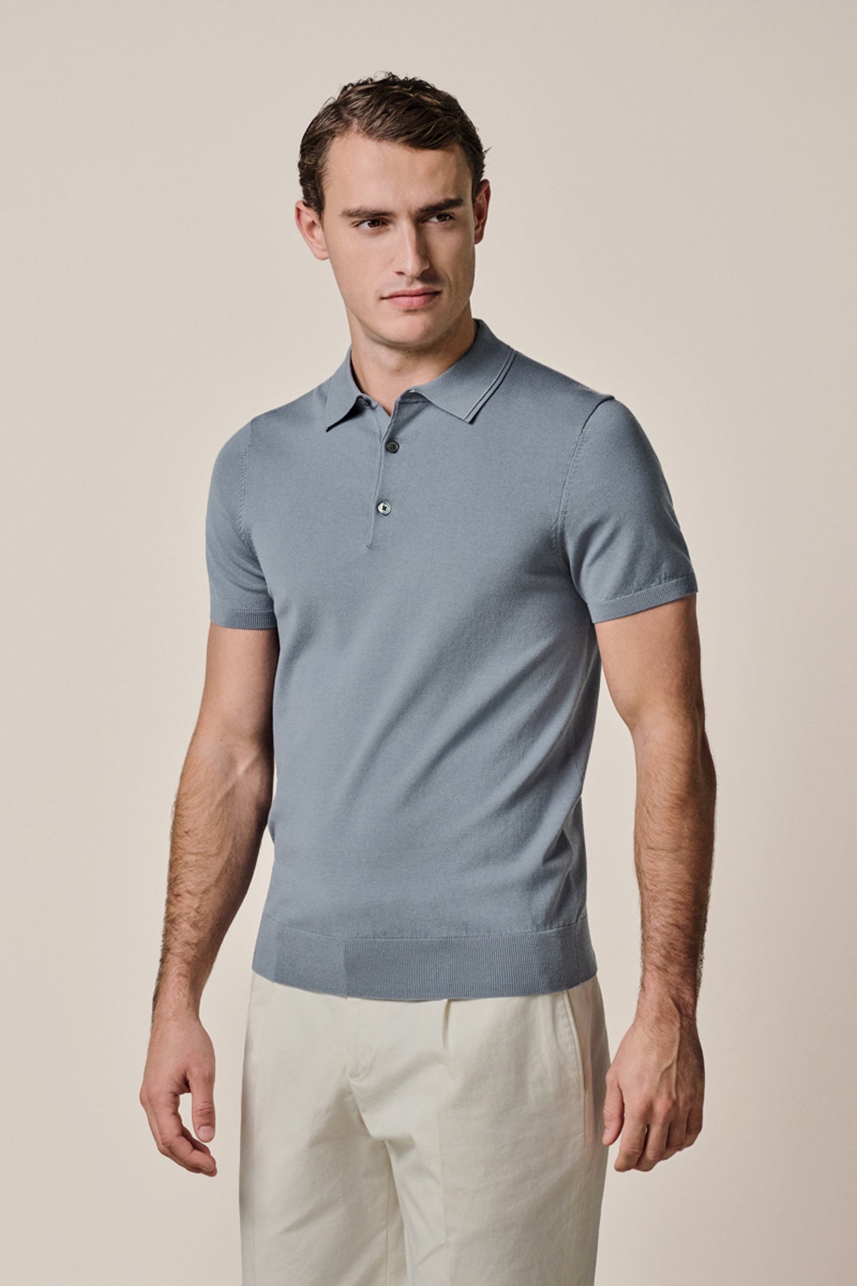Grijsblauwe Luxury Basic polo