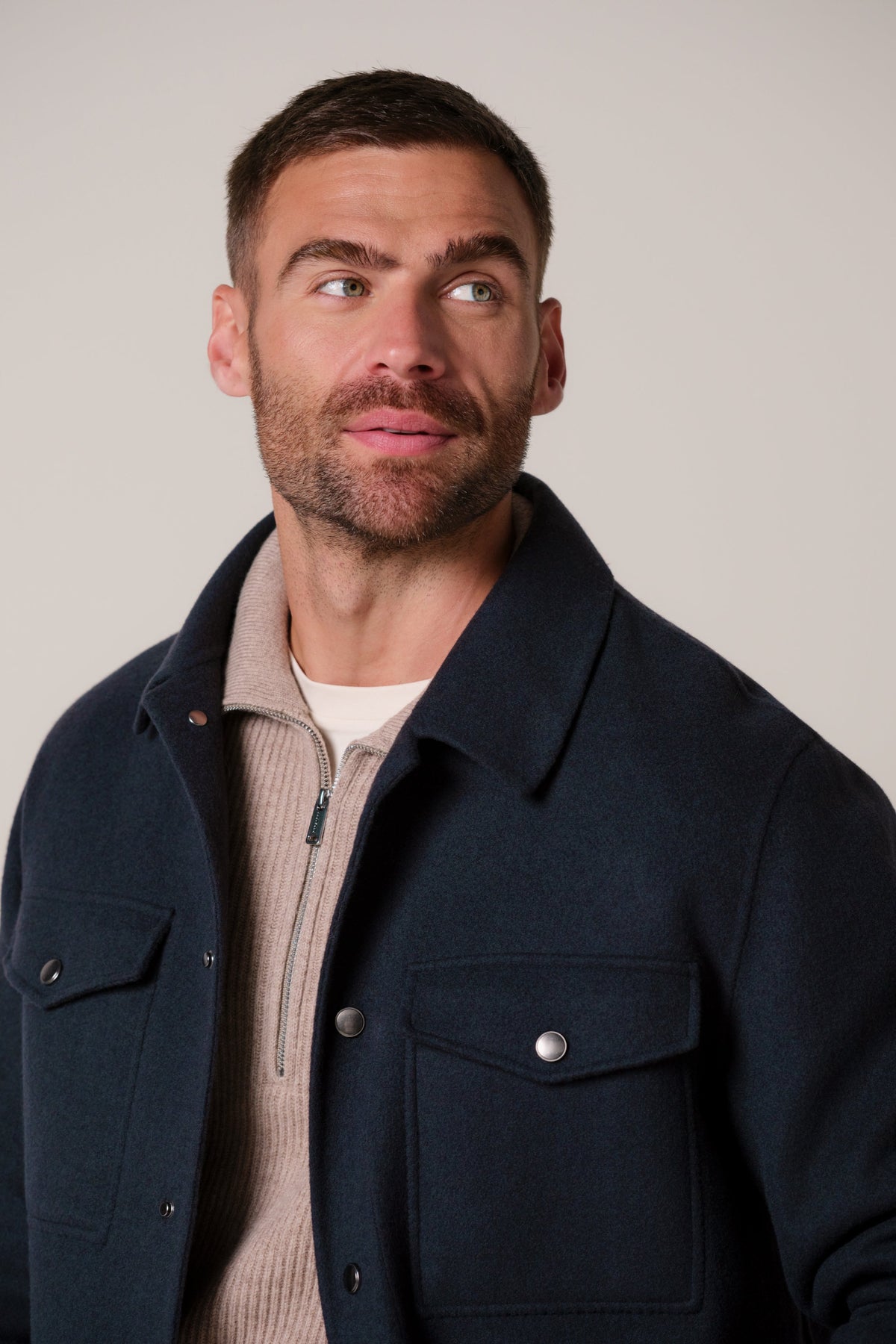 Navy press button overshirt