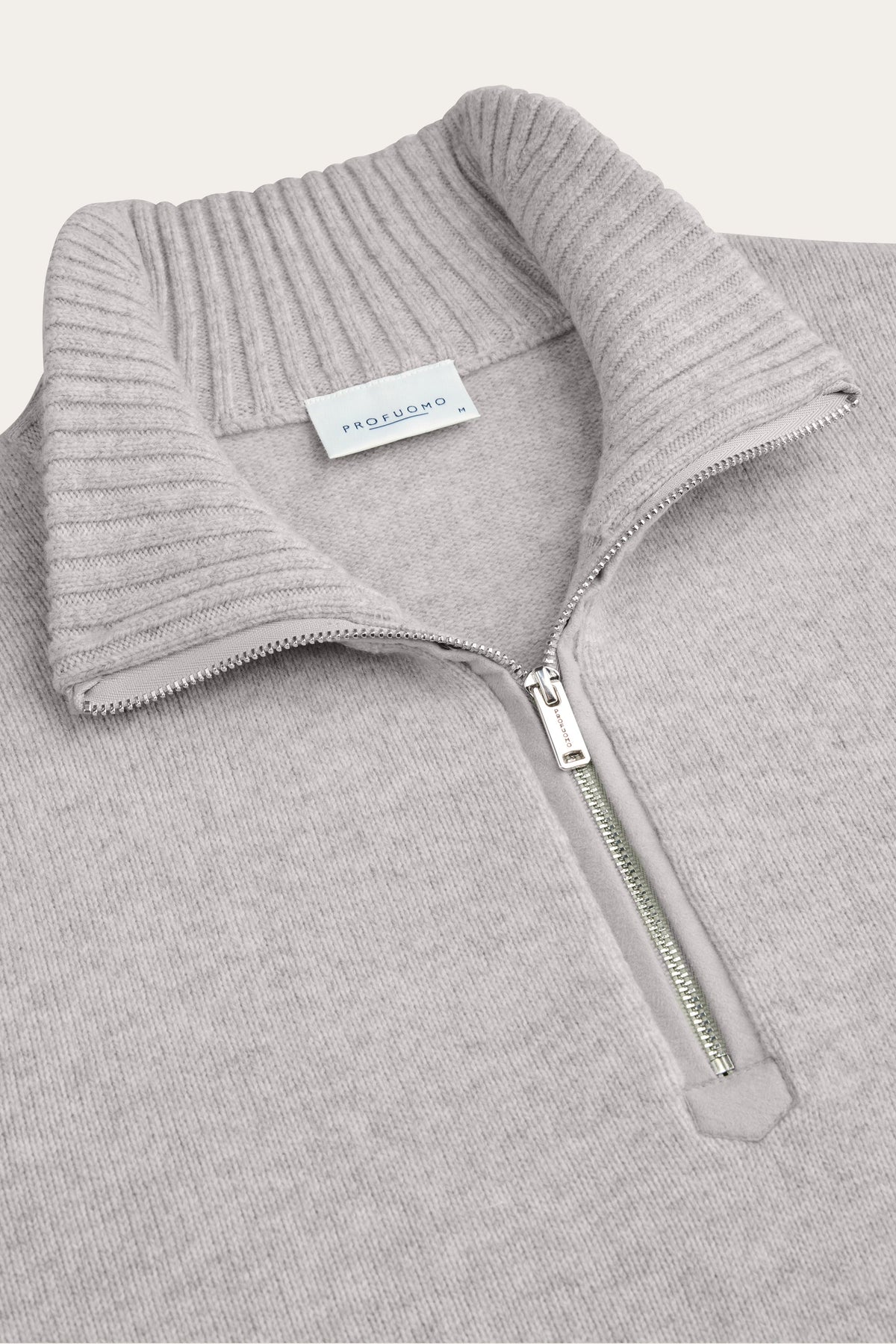 Grijze soft wollen half zip