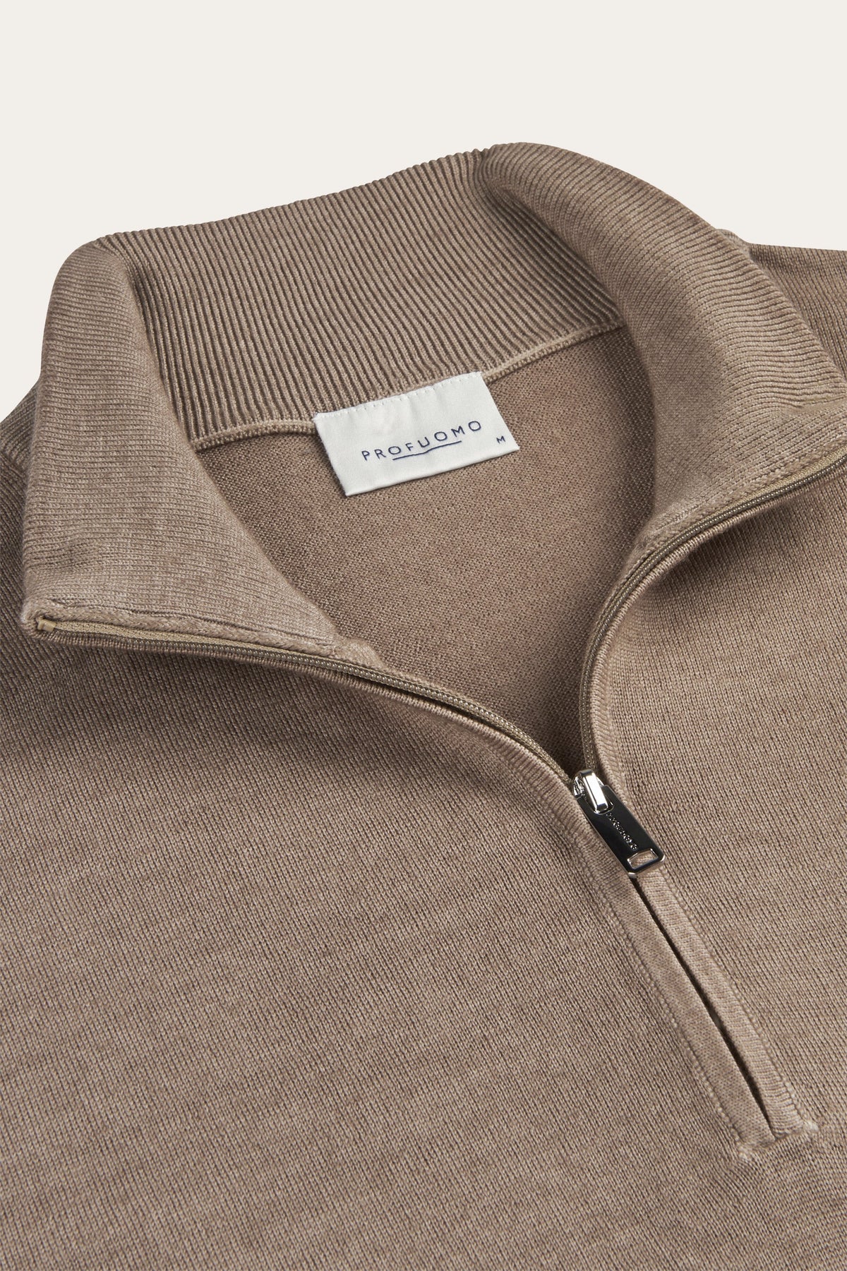 Beige Garment Dye merino half zip