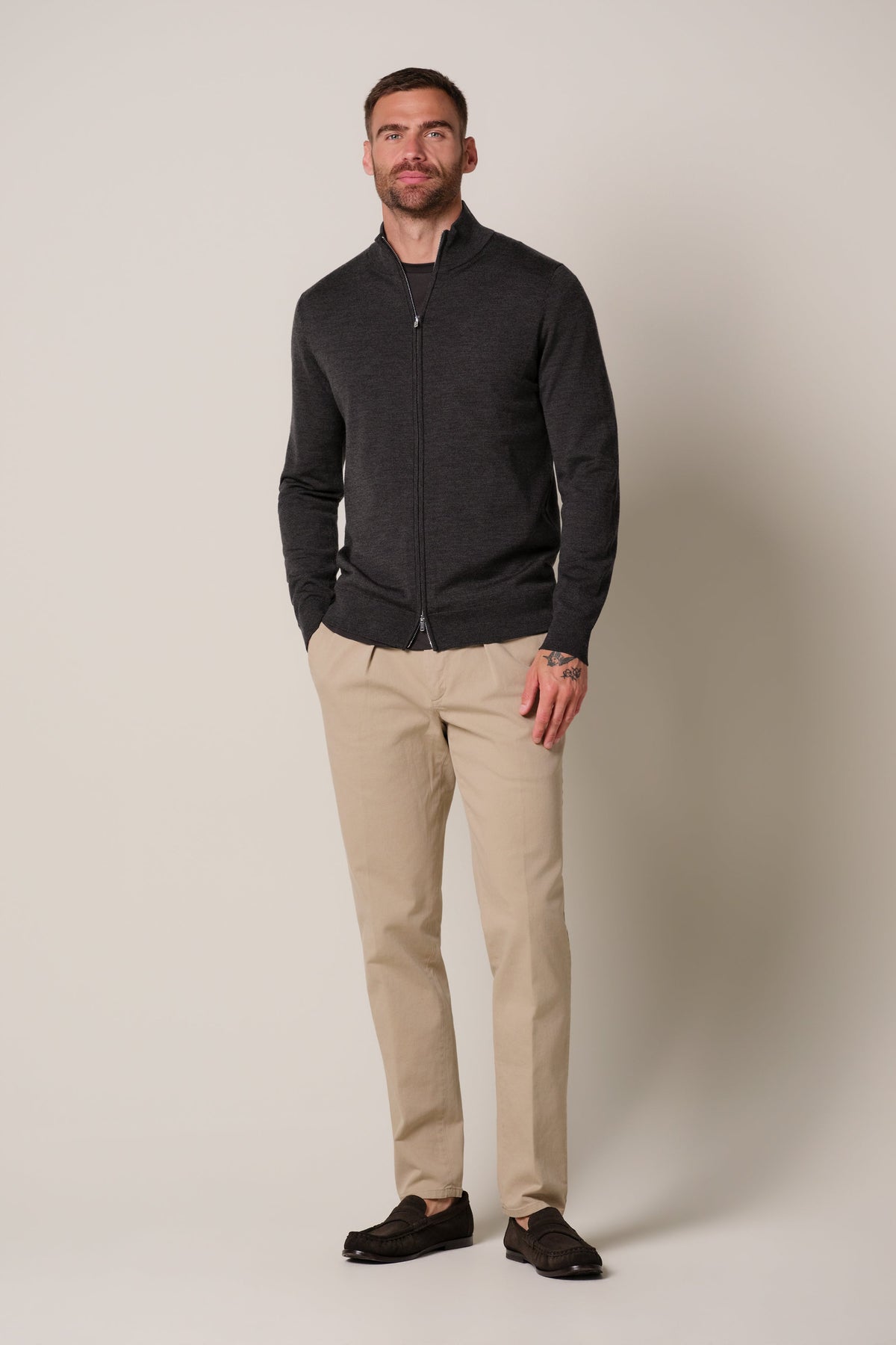Bruine merino full zip vest