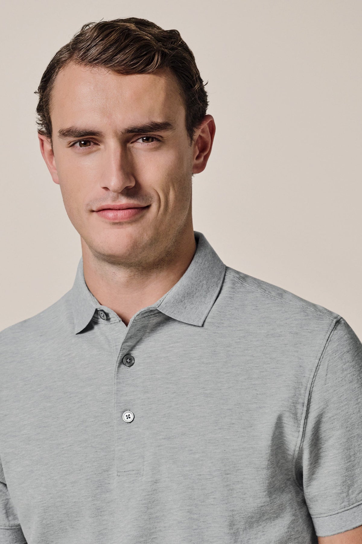 Grijs stretch piqué polo