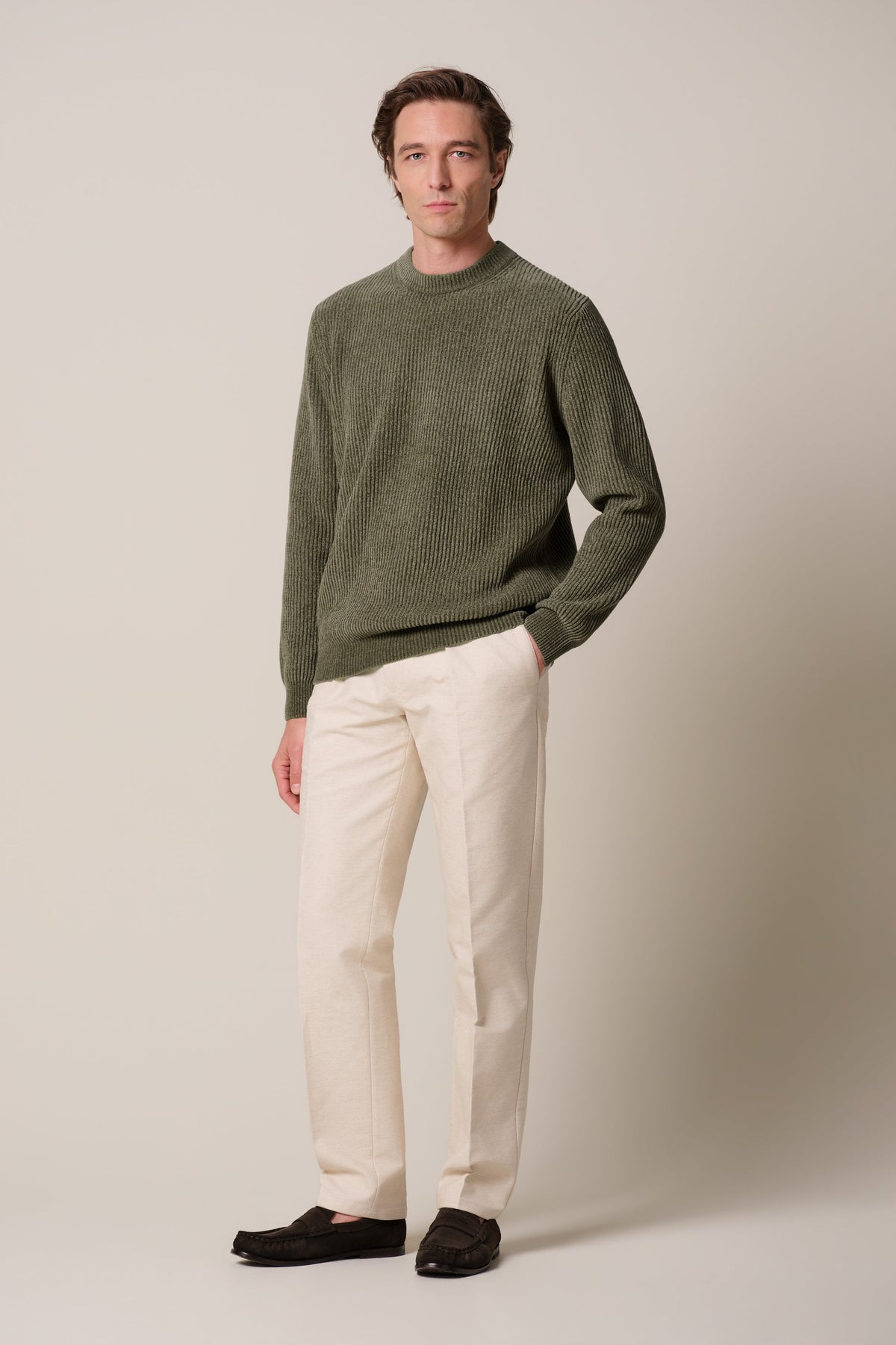Groene chenille crewneck