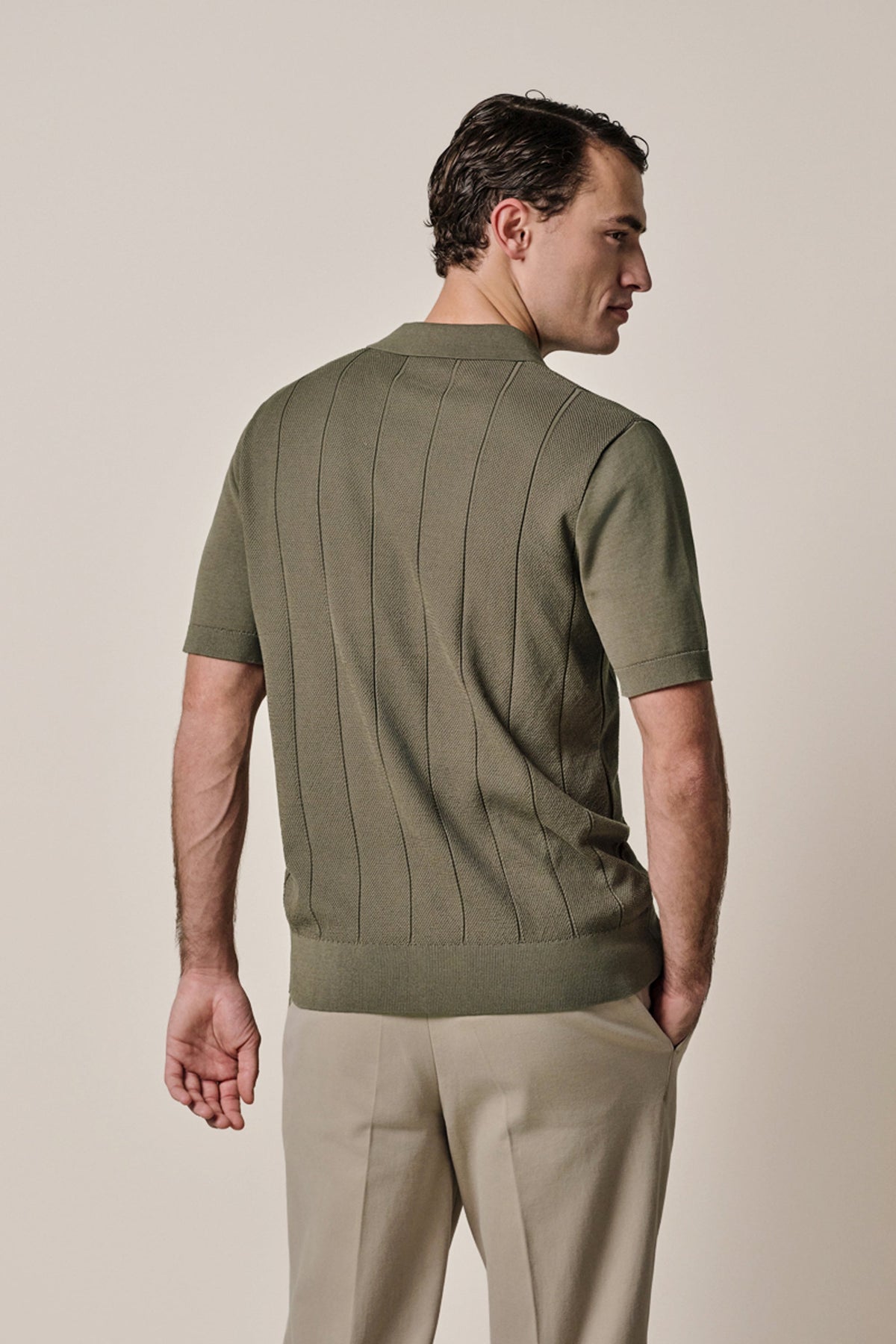 Lichtbruine Aero Ease streep polo