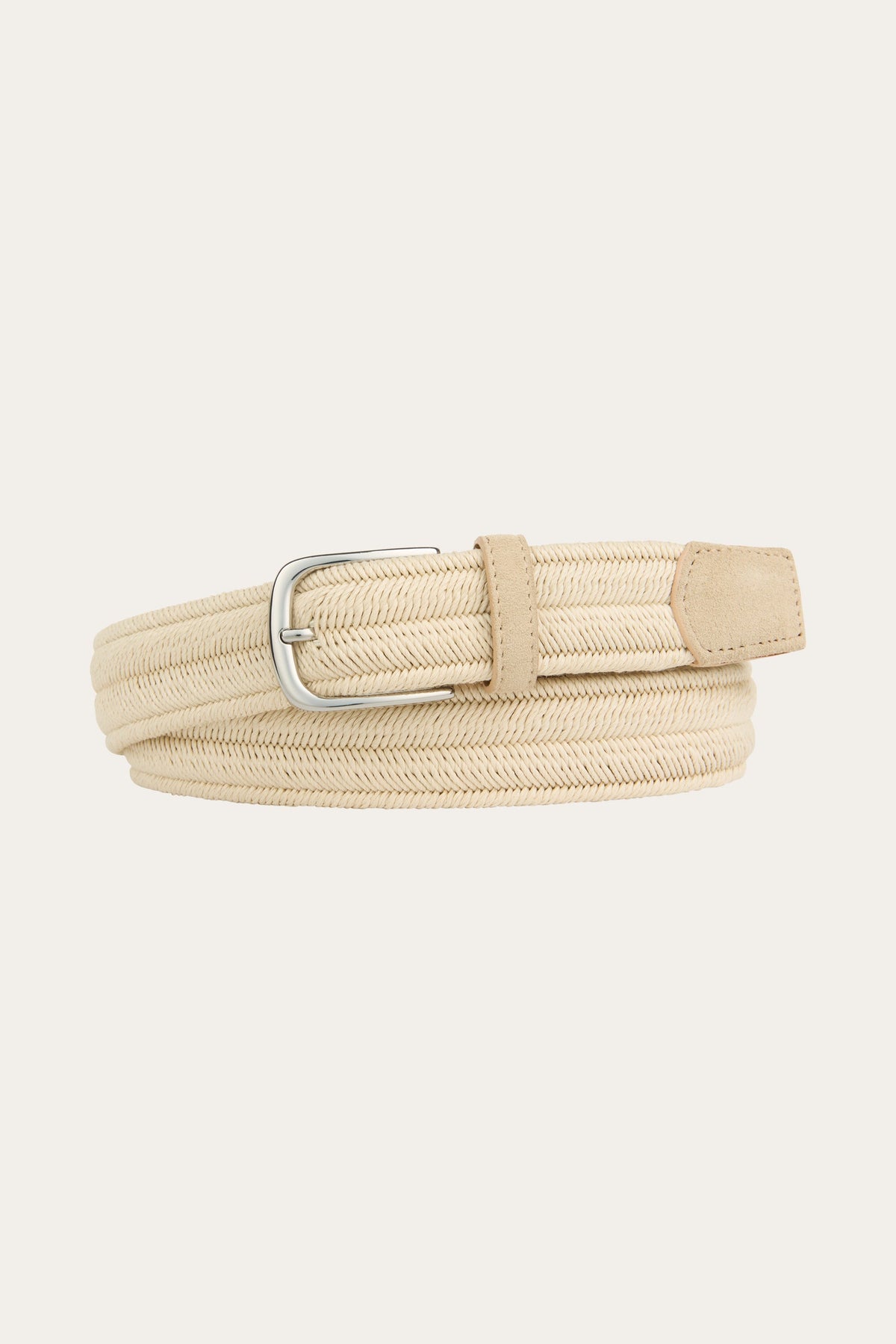 Beige waxed elastische riem