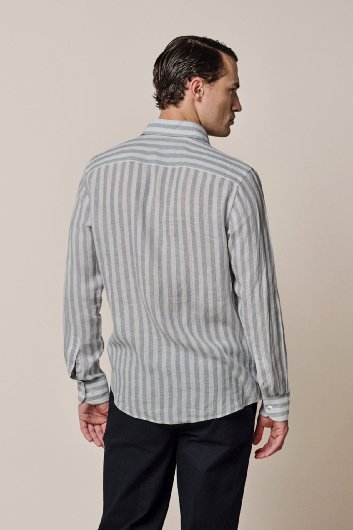 Blauw linnen one piece overhemd