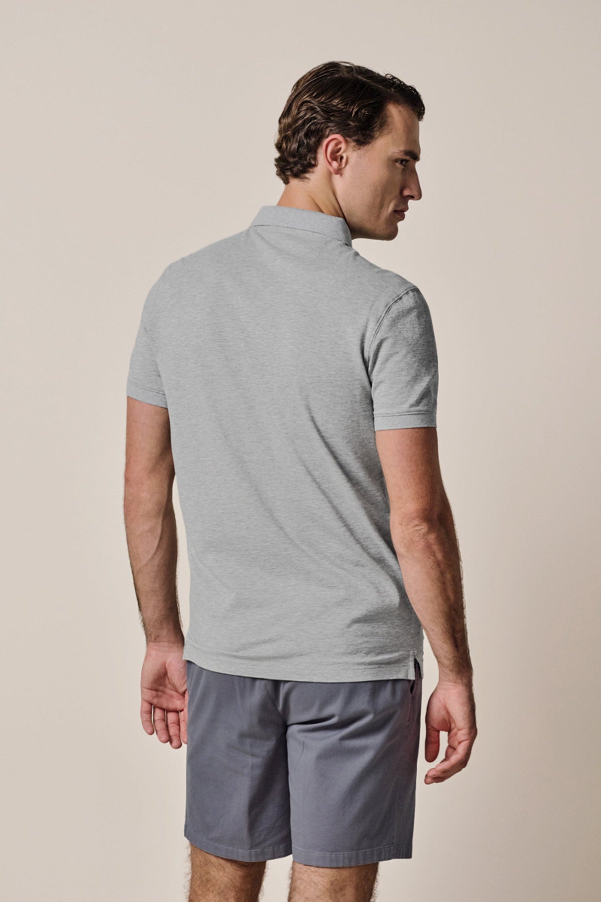 Grijs stretch piqué polo