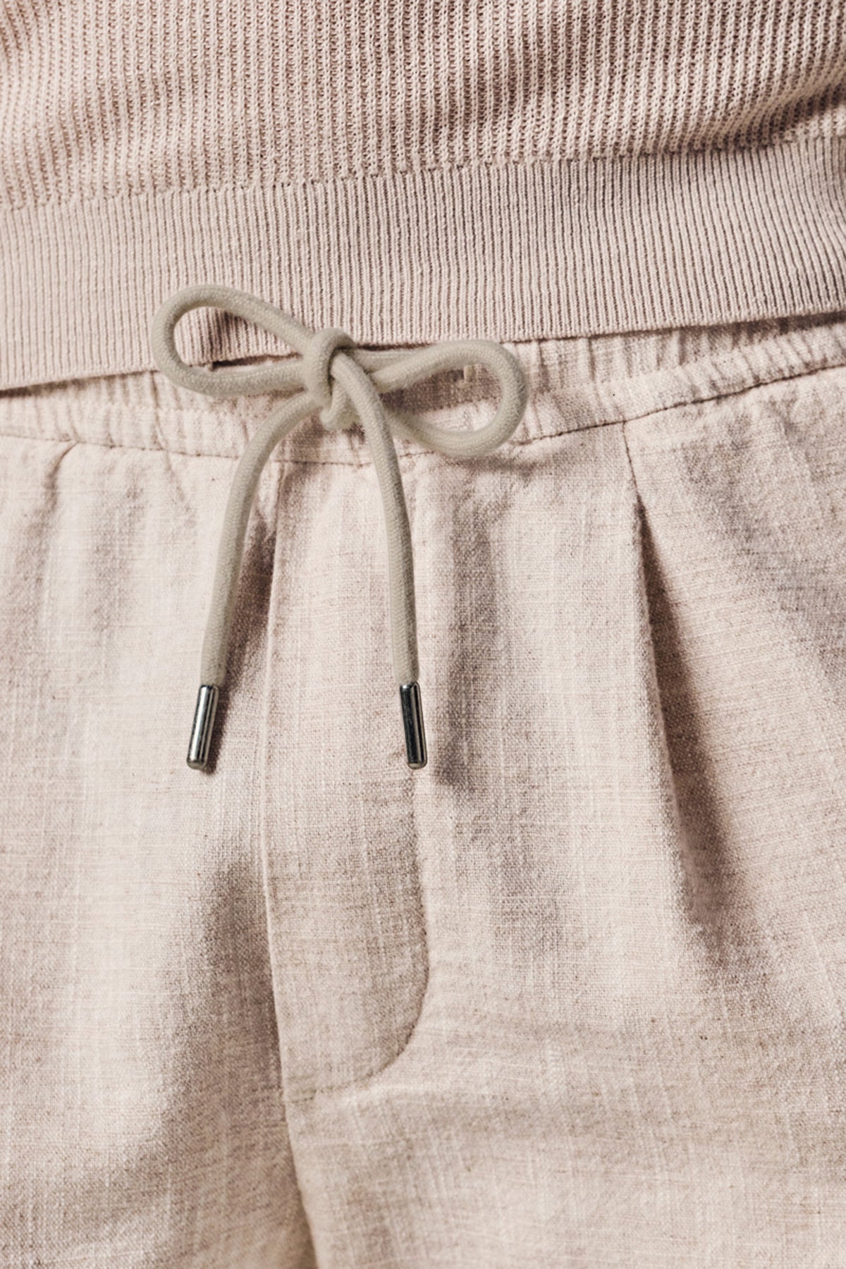 Beige linnen loose fit shorts