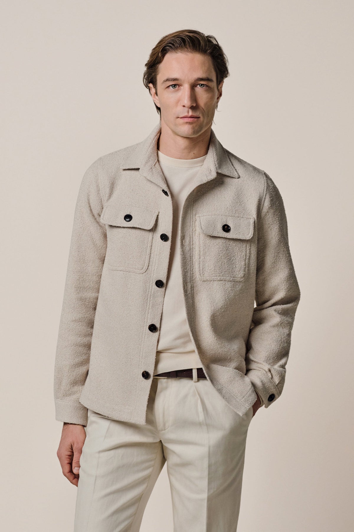 Zand Boucle overshirt