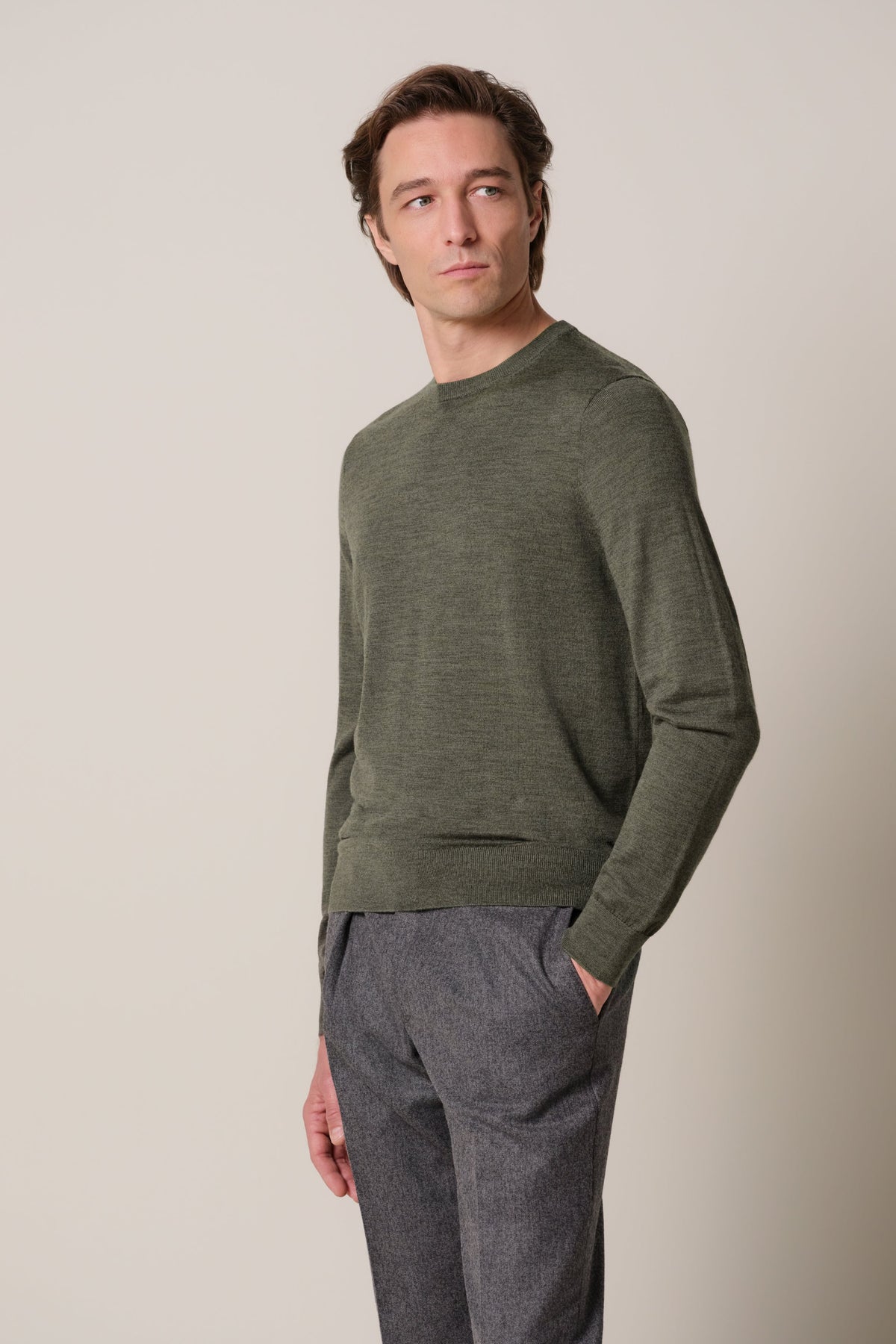Groene merino crewneck