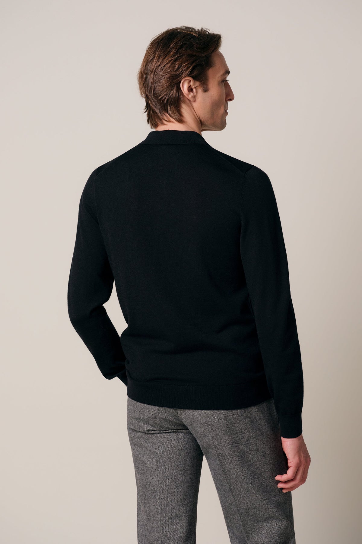 Zwarte merino polo