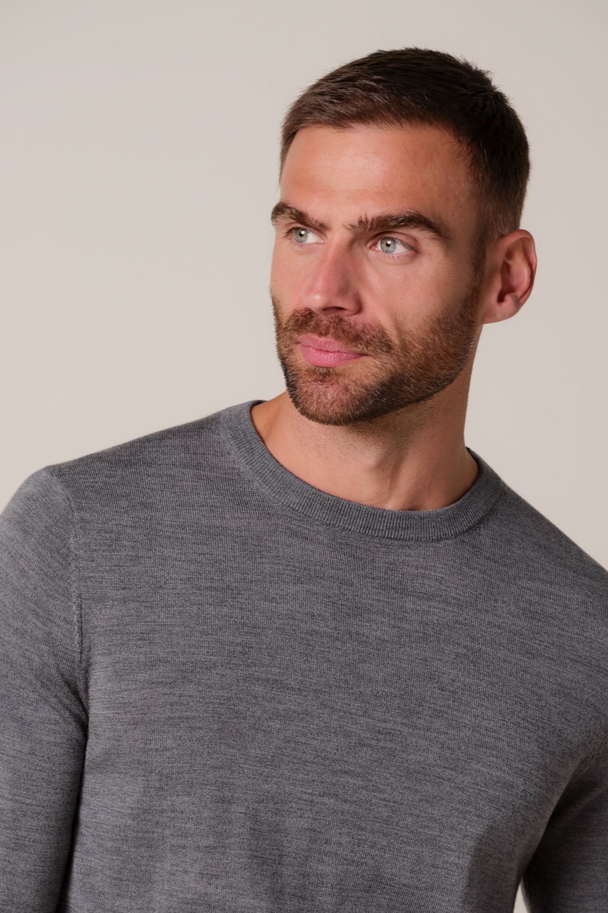 Grijze merino crewneck