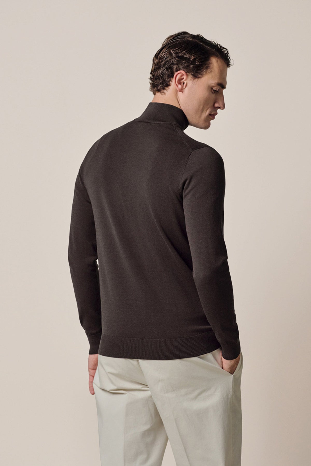 Donkerbruine Luxury Basic half zip