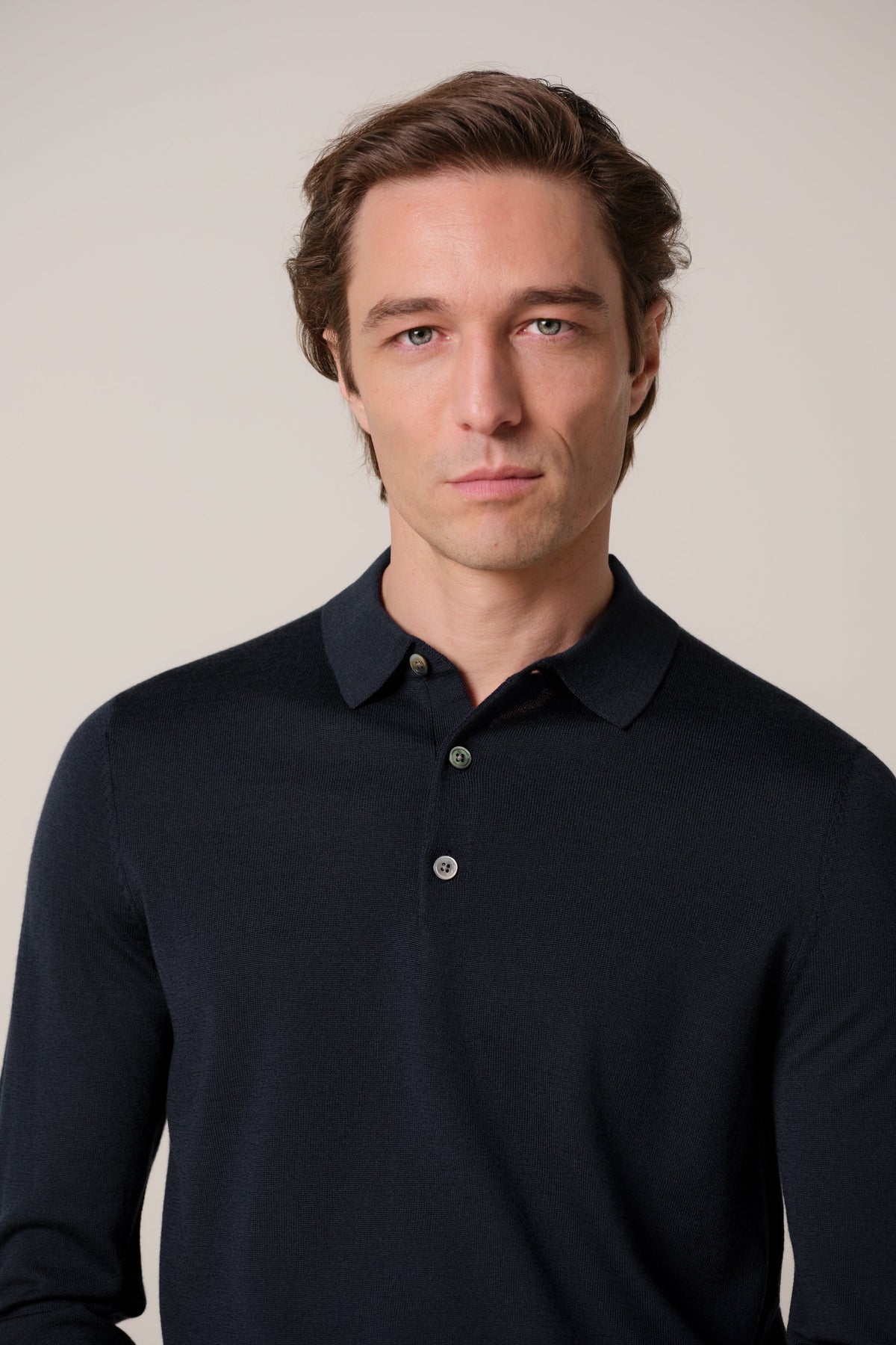 Navy merino polo