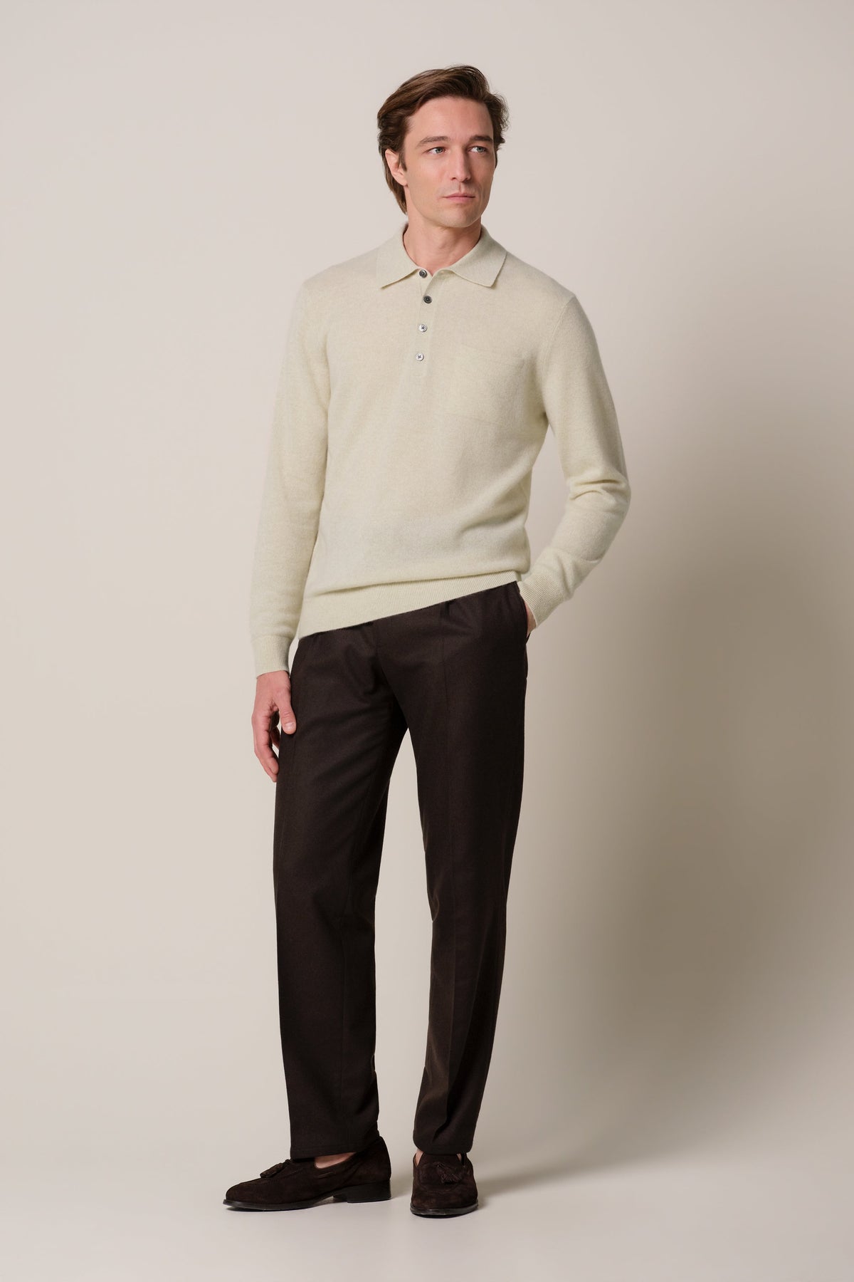 Zand cashmere polo