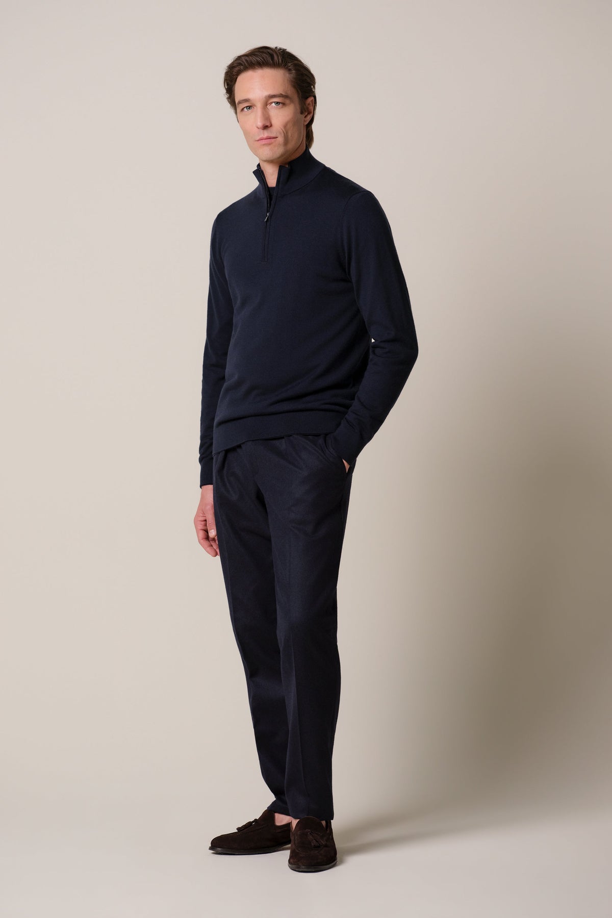 Navy merino half zip